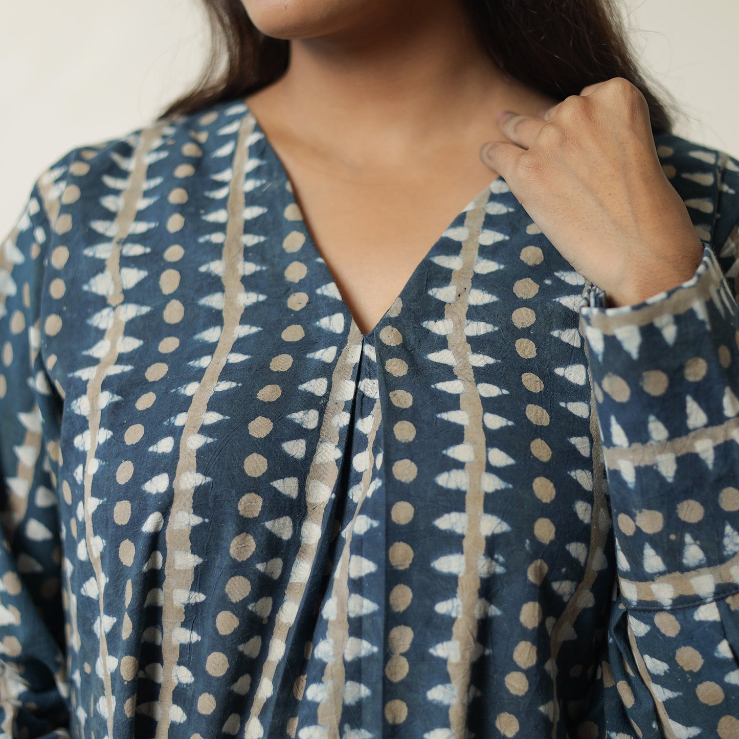 Blue - indigo hand printed cotton co-ord set 08