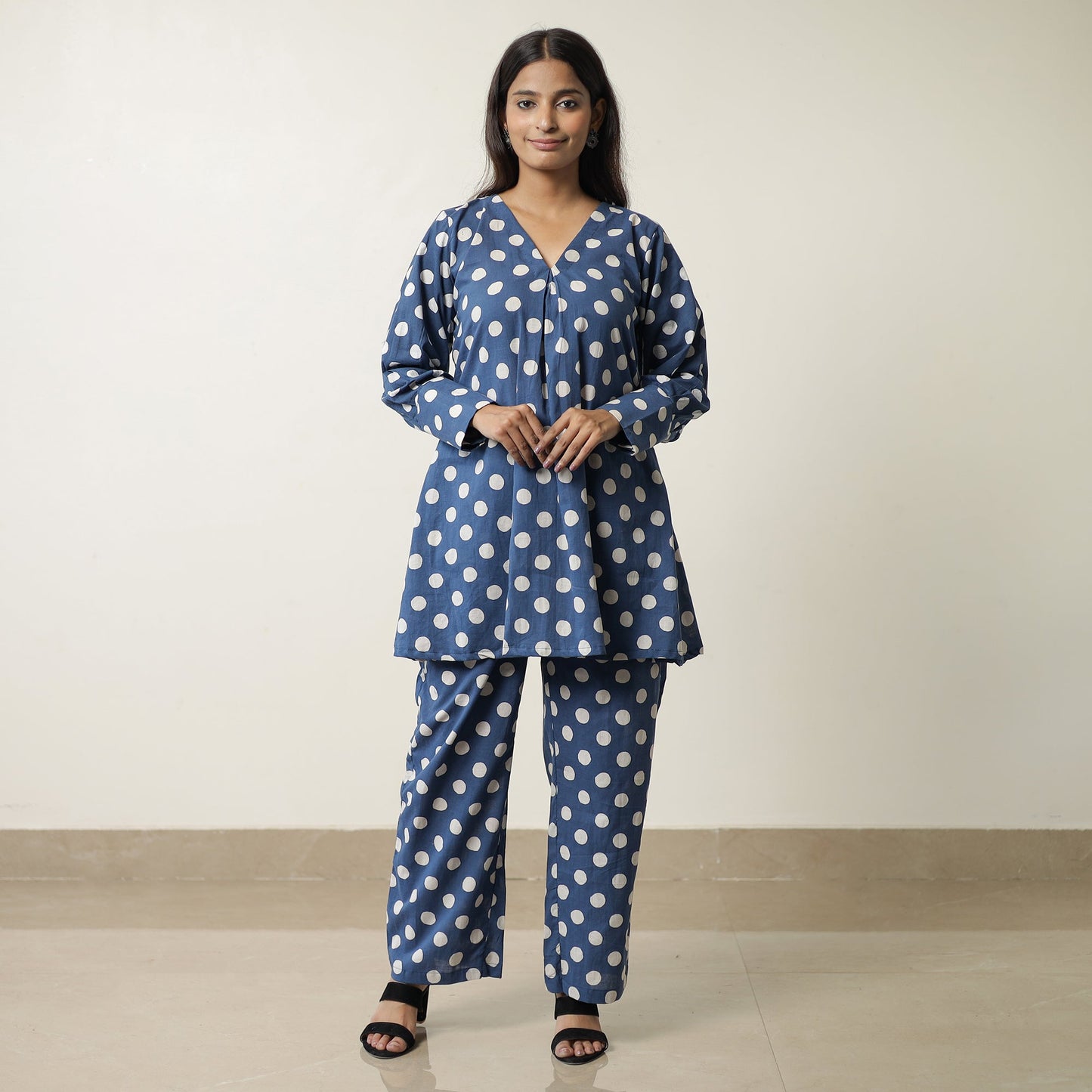Indigo Hand Block Printed Cotton Co-Ord Set 09 by ITOKRI CASUALS