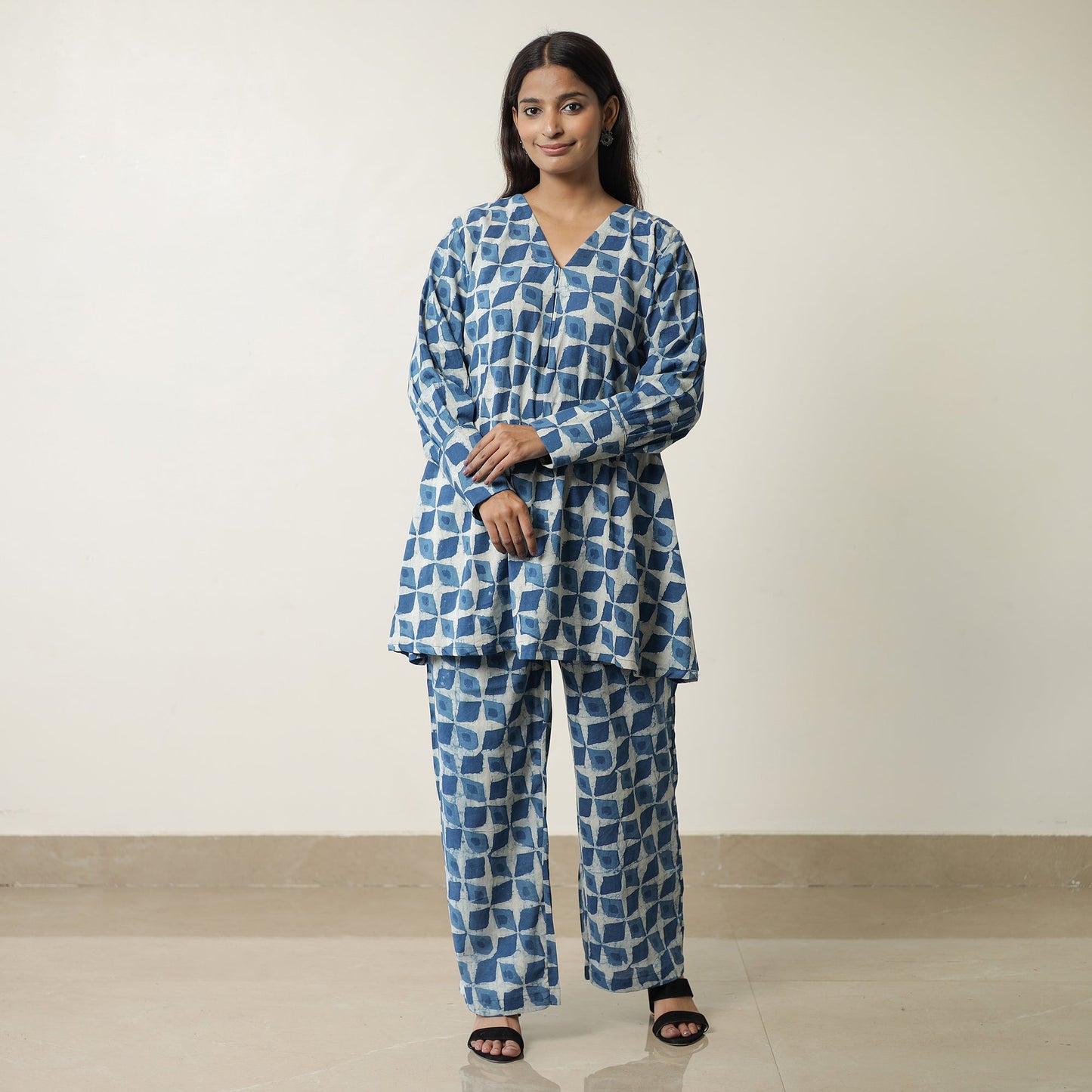 Indigo Hand Block Printed Cotton Co-Ord Set 10 by ITOKRI CASUALS