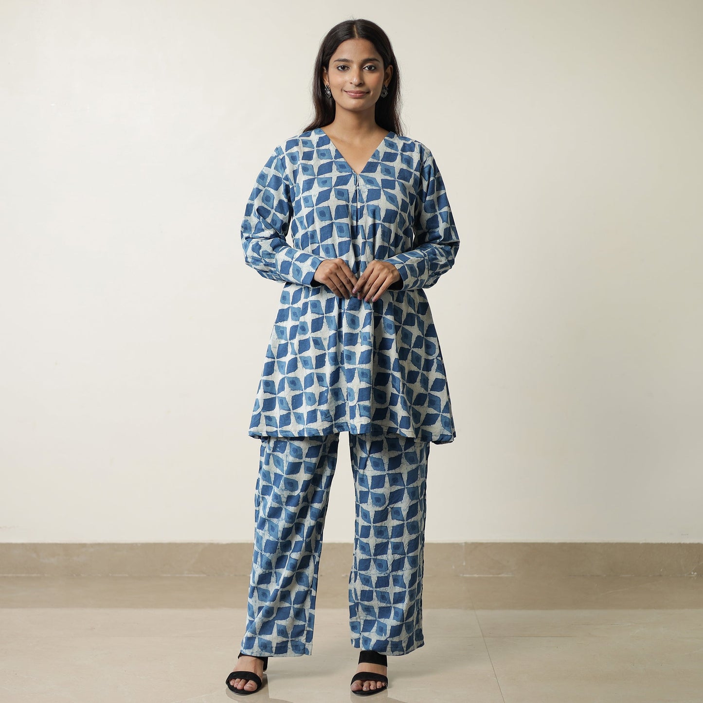 Indigo Hand Block Printed Cotton Co-Ord Set 10 by ITOKRI CASUALS