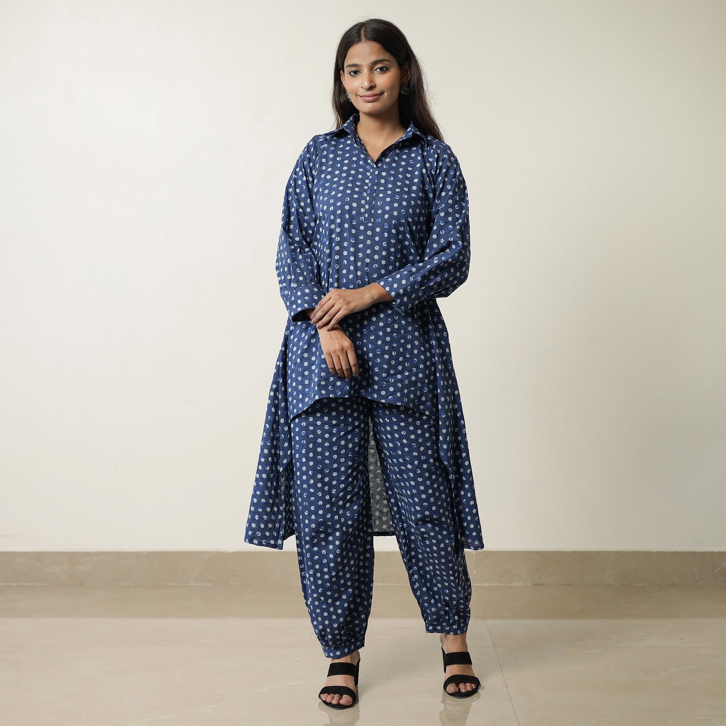 Indigo Hand Block Printed Cotton Co-Ord Set 12 Online at iTokri.com