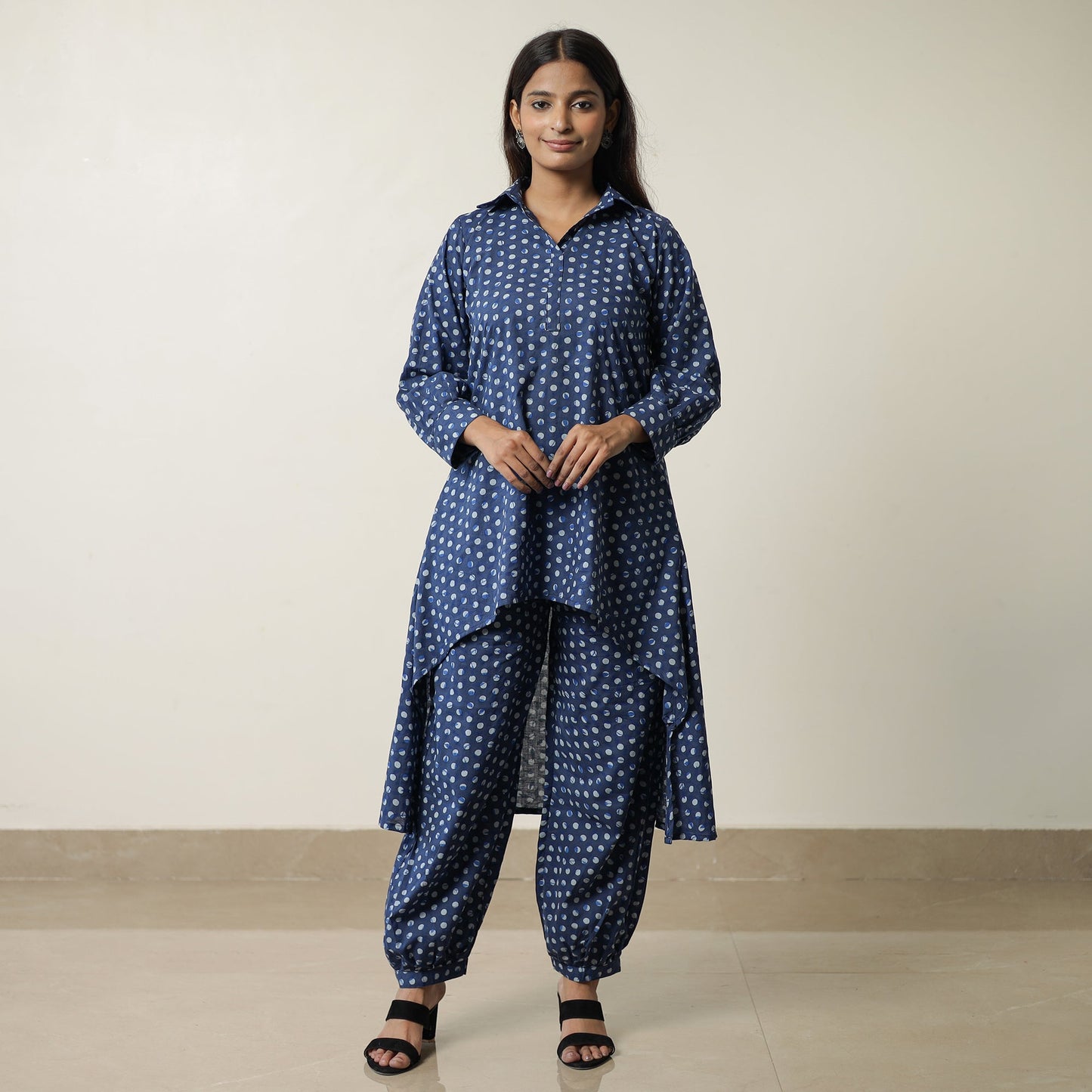 Indigo Hand Block Printed Cotton Co-Ord Set 12 Online at iTokri.com