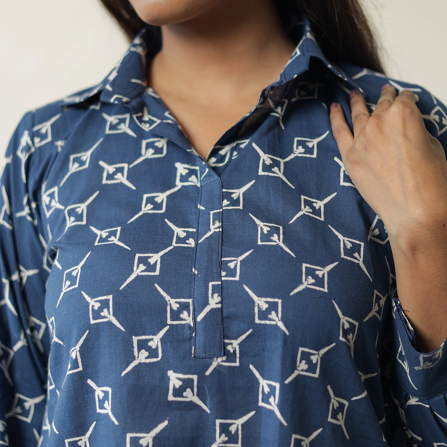 Blue - Indigo Hand Block Printed Cotton Co-Ord Set 14