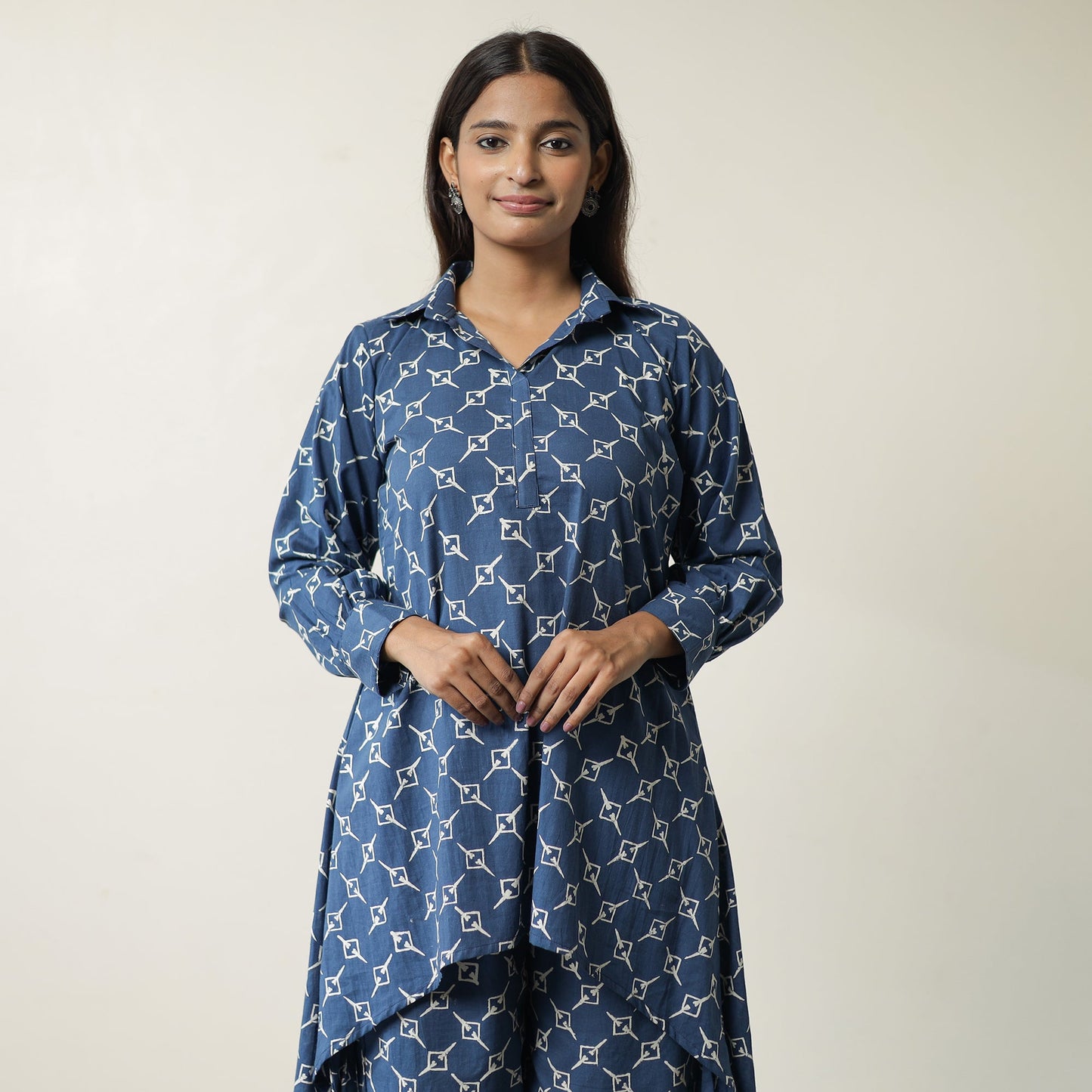 Blue - Indigo Hand Block Printed Cotton Co-Ord Set 14