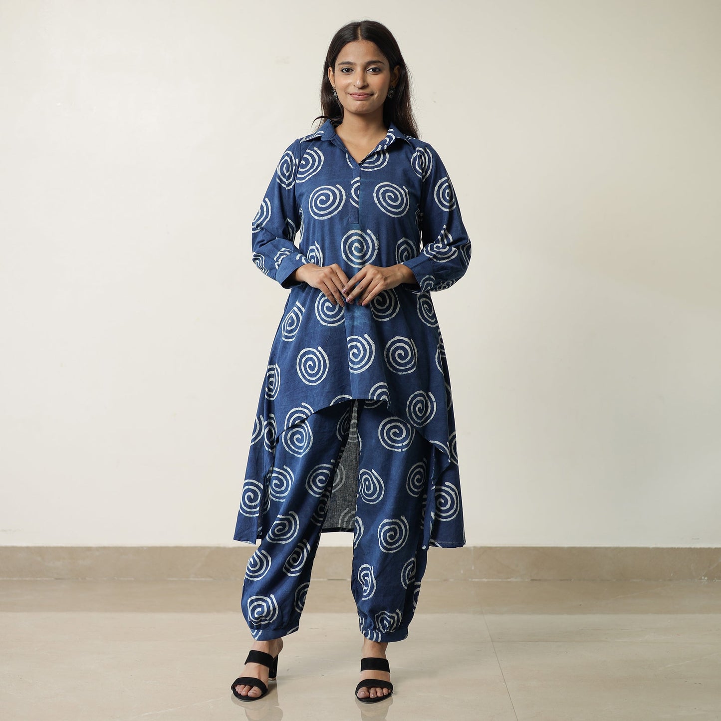 Blue - indigo hand printed cotton co-ord set 15