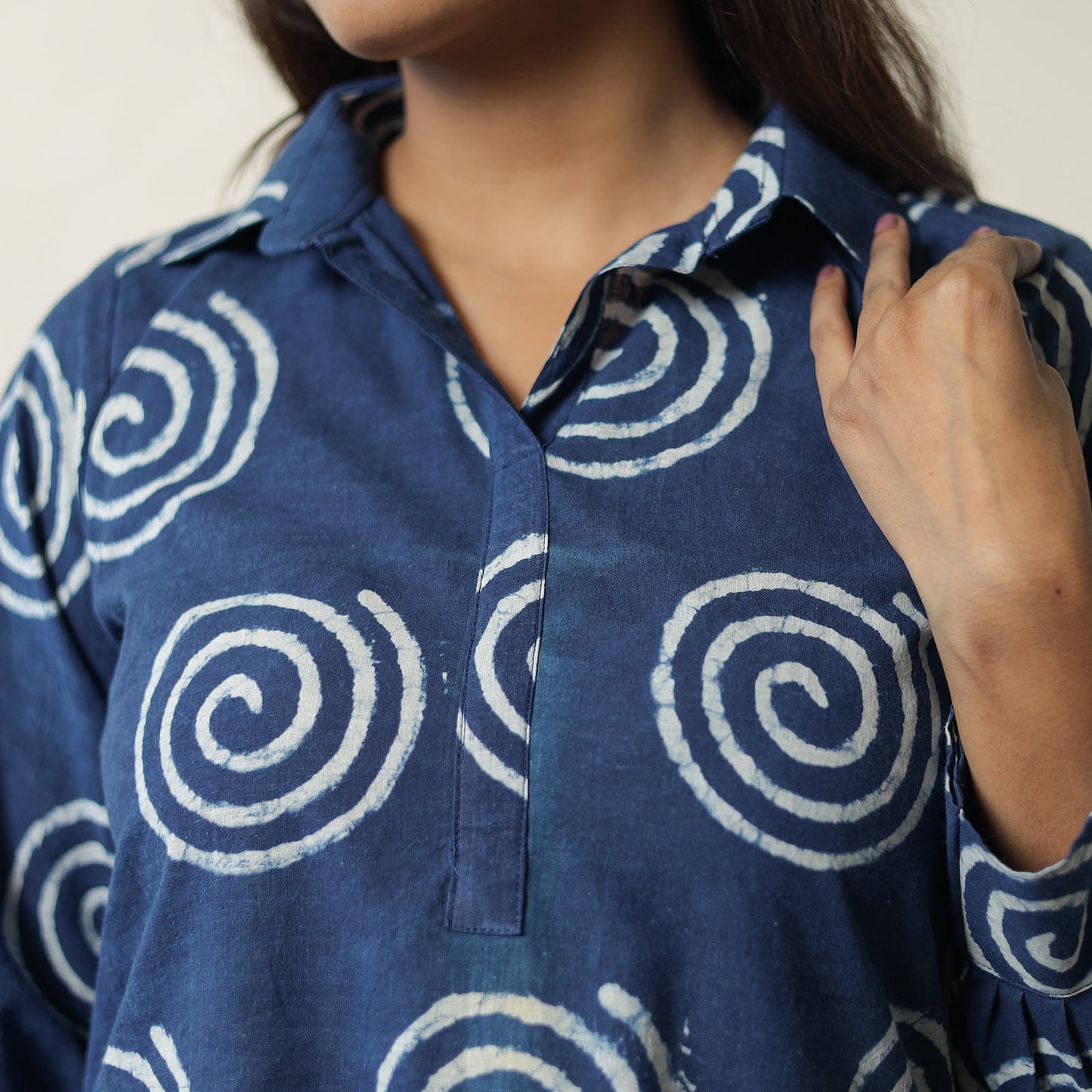 Blue - indigo hand printed cotton co-ord set 15
