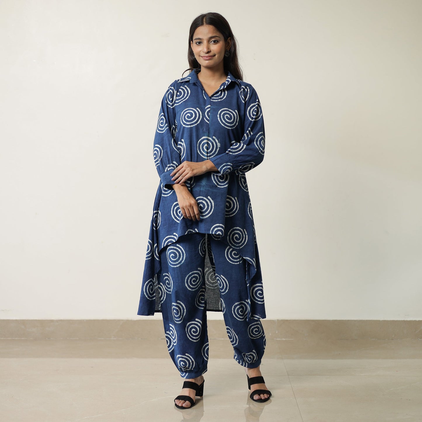 Blue - indigo hand printed cotton co-ord set 15