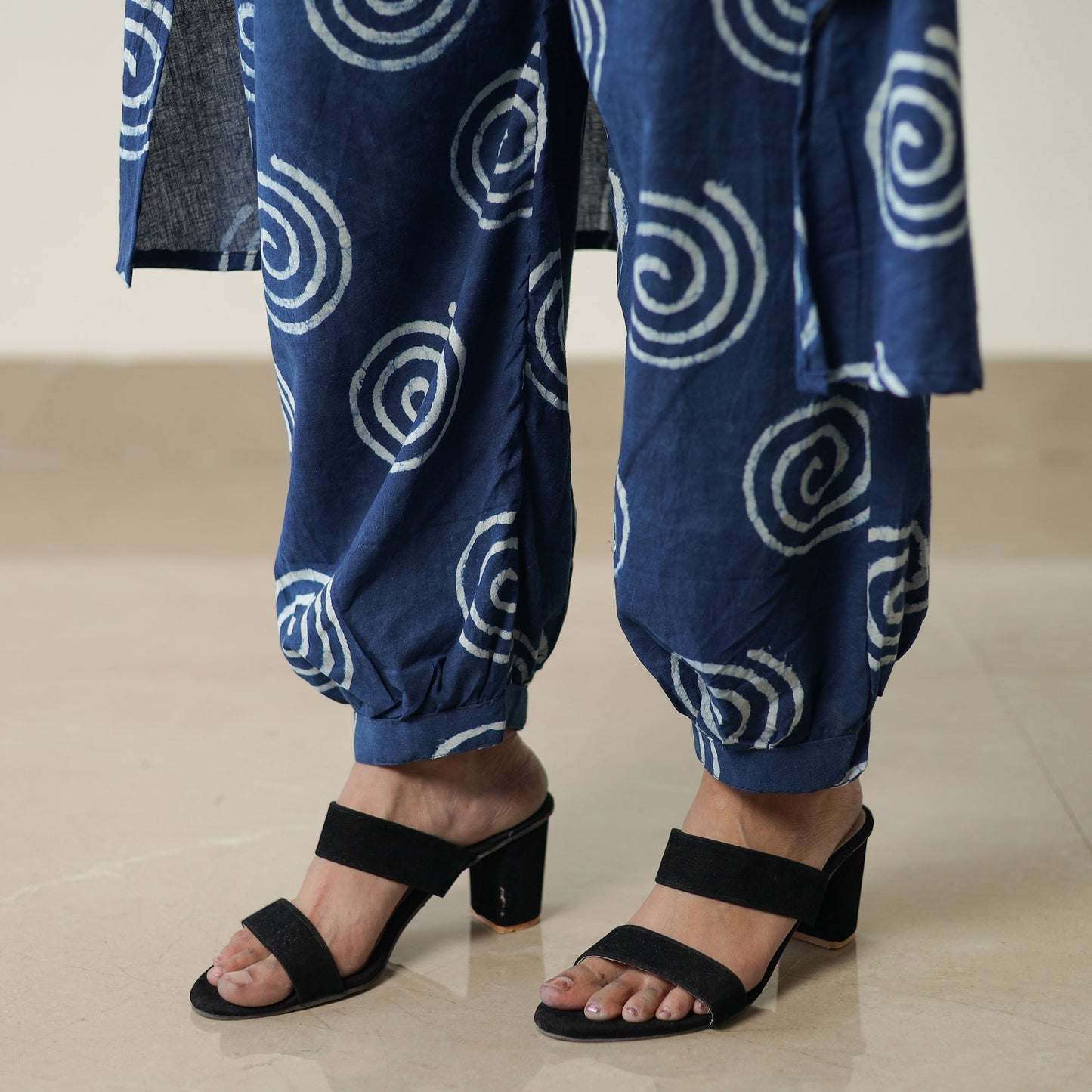 Blue - indigo hand printed cotton co-ord set 15