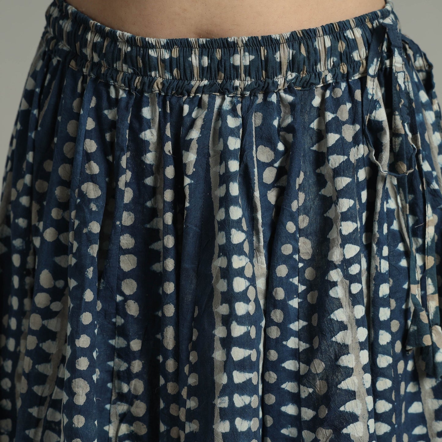 Indigo Block Printed 24 Kali Patchwork Cotton Long Skirt 17