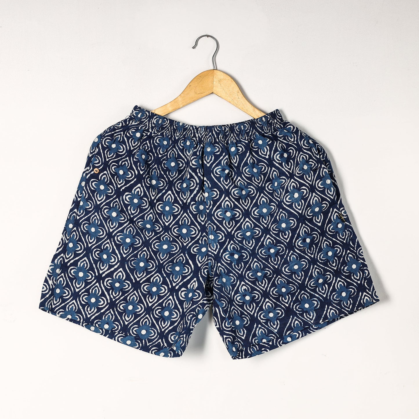 Indigo Block Printed Cotton Unisex Boxer/Shorts