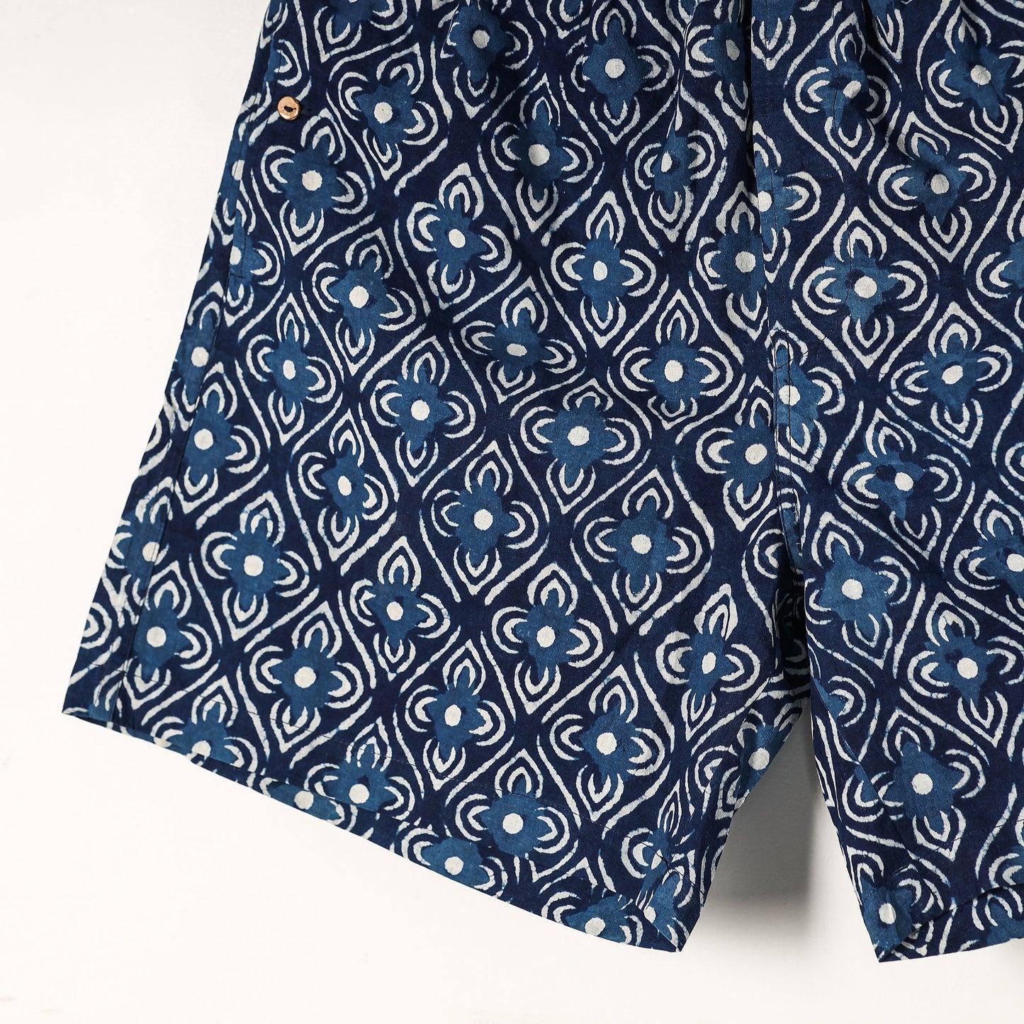 Indigo Block Printed Cotton Unisex Boxer/Shorts