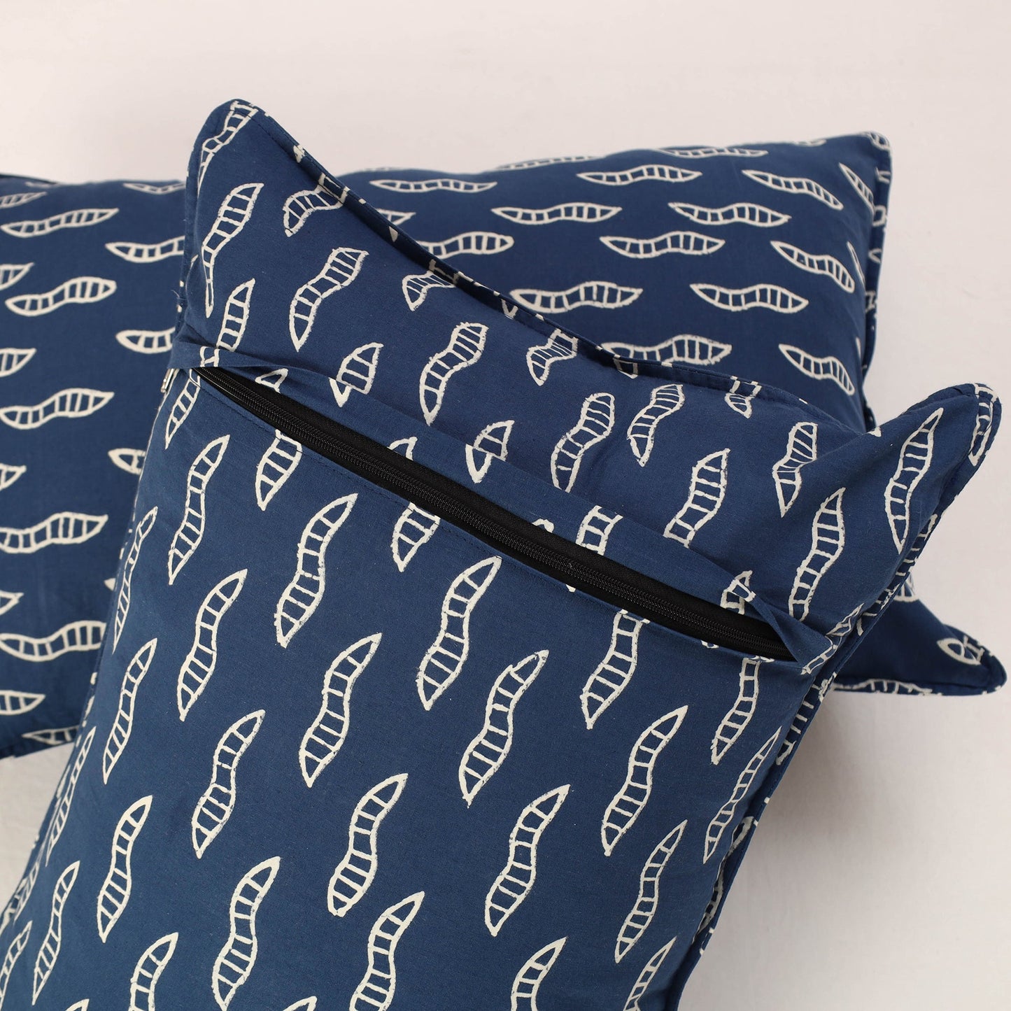 Blue - indigo - set of 2 cotton pillow covers 06