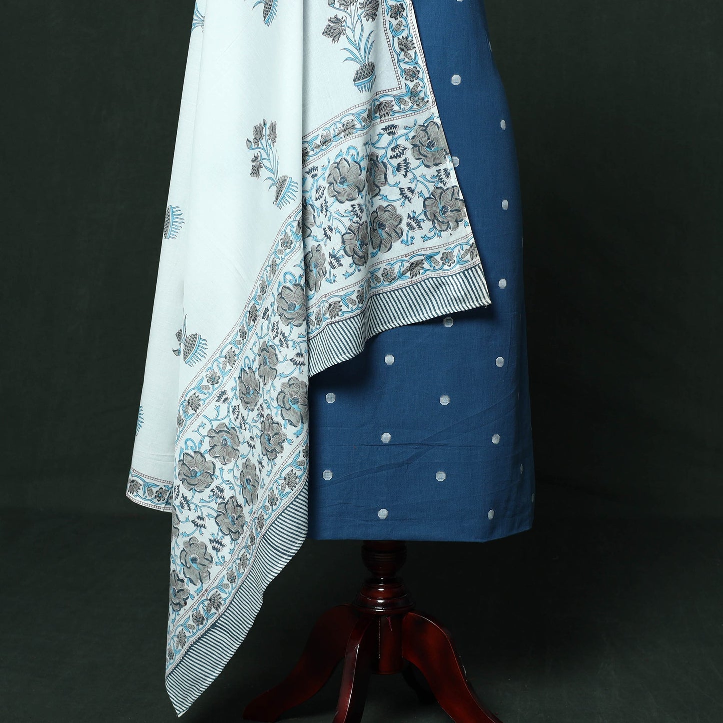 Jacquard cotton 2pc unstitched dress material with earrings
