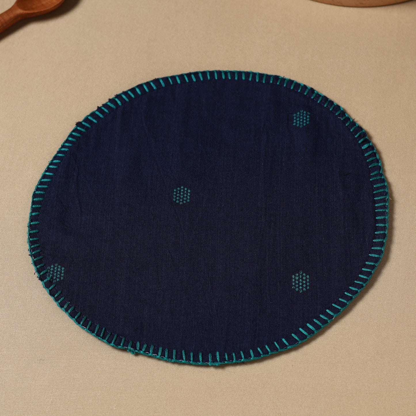 Blue Jacquard Cotton Hand Embroidery Roti Napkin 06