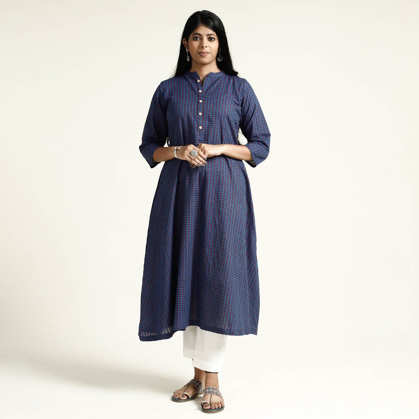Jacquard Cotton Long Kurta for Women
