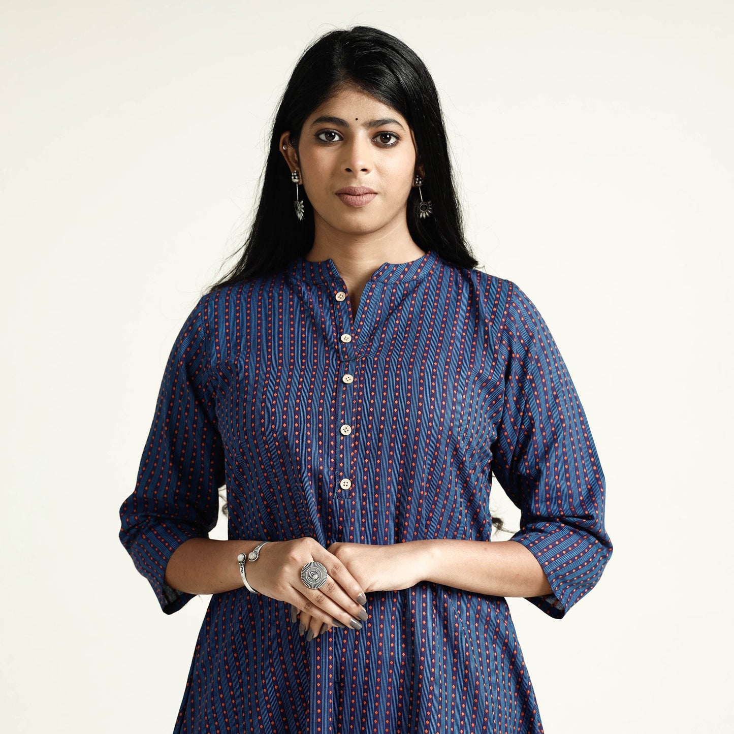 Jacquard Cotton Long Kurta for Women