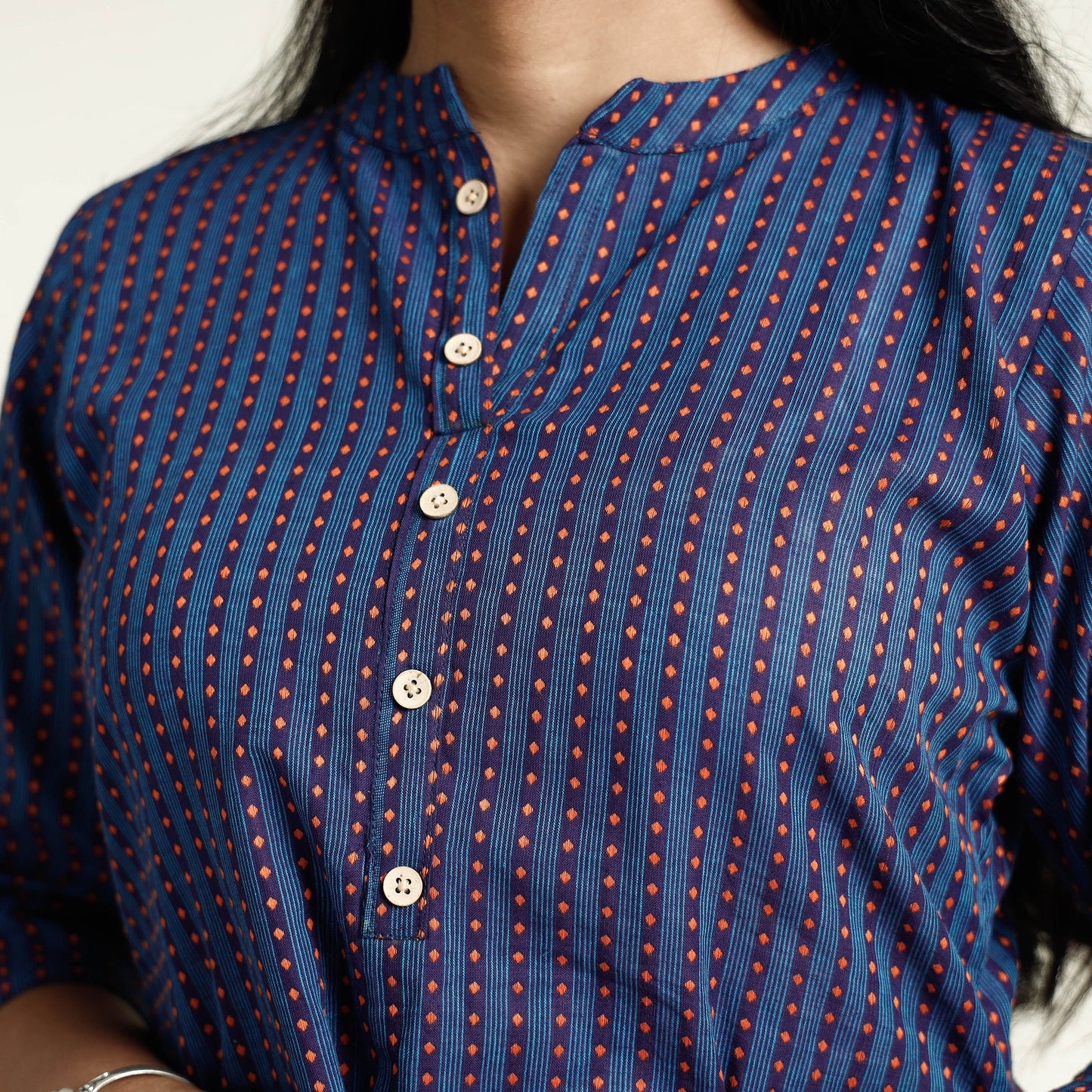 Jacquard Cotton Long Kurta for Women