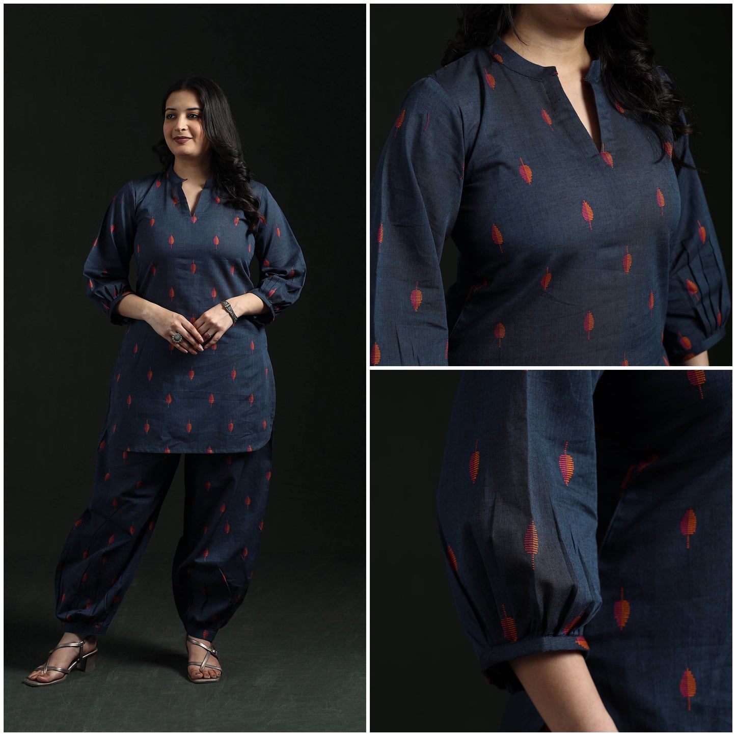 Jacquard cotton co-ord set for women 06 - handcrafted