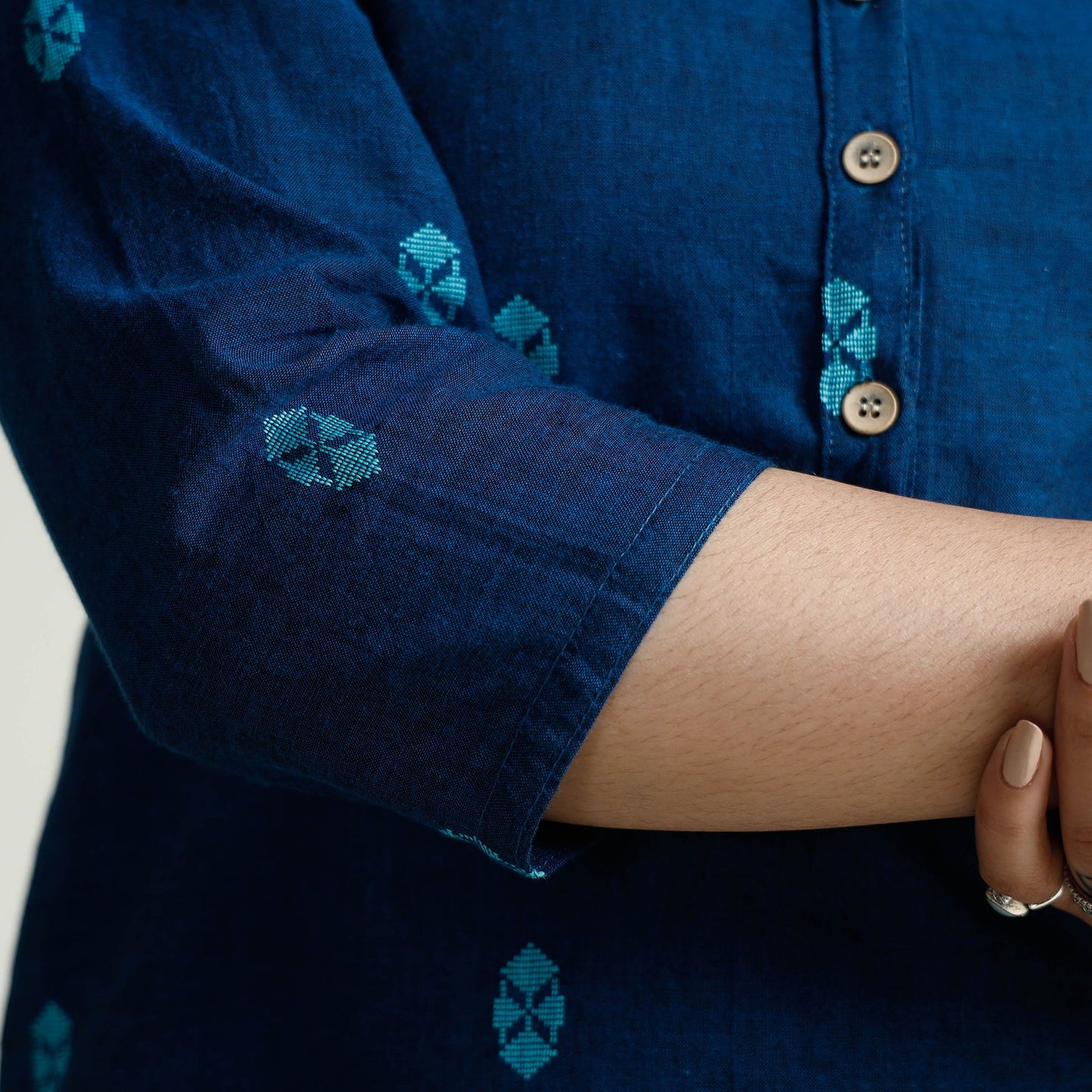 Jacquard Cotton Long Kurta for Women