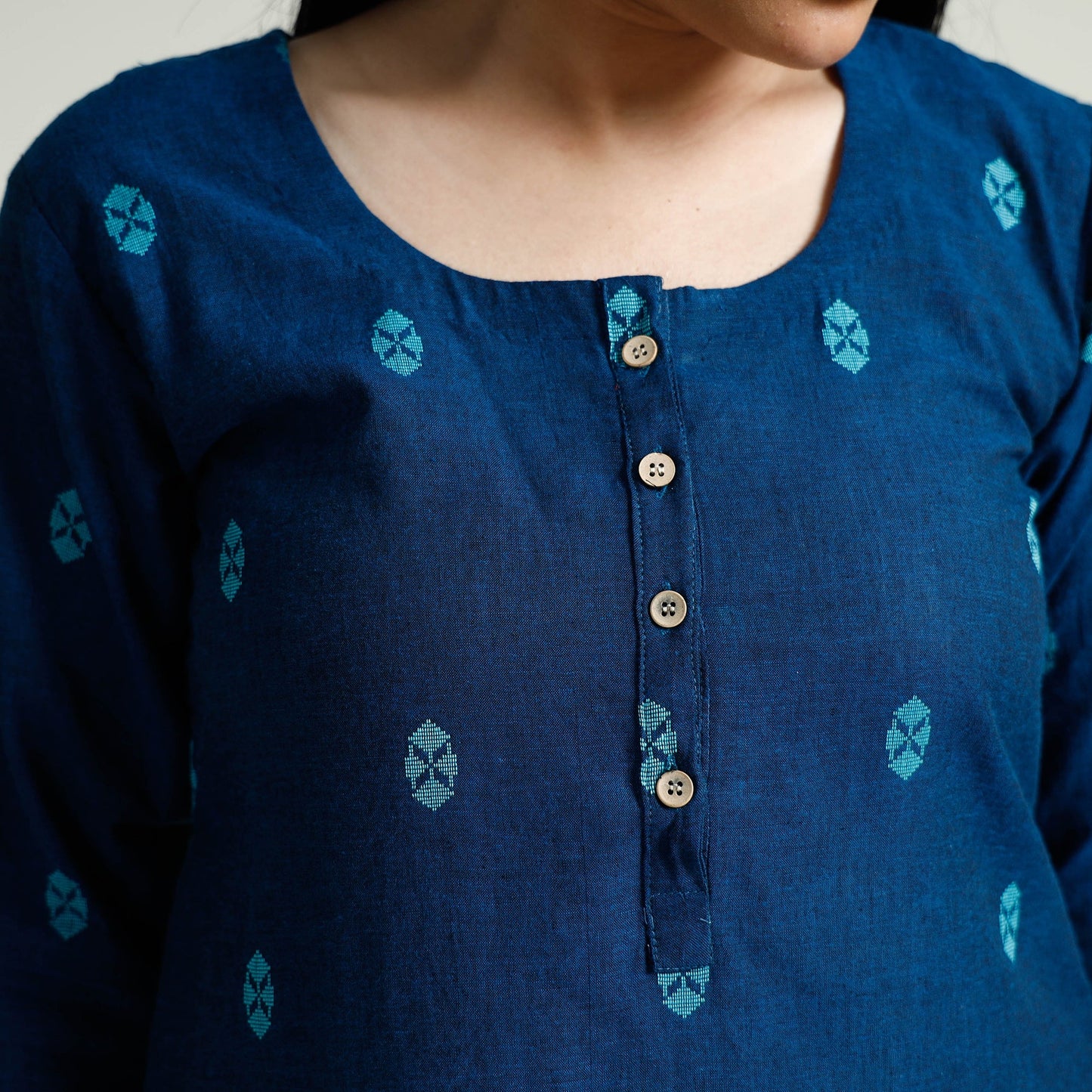 Jacquard Cotton Long Kurta for Women
