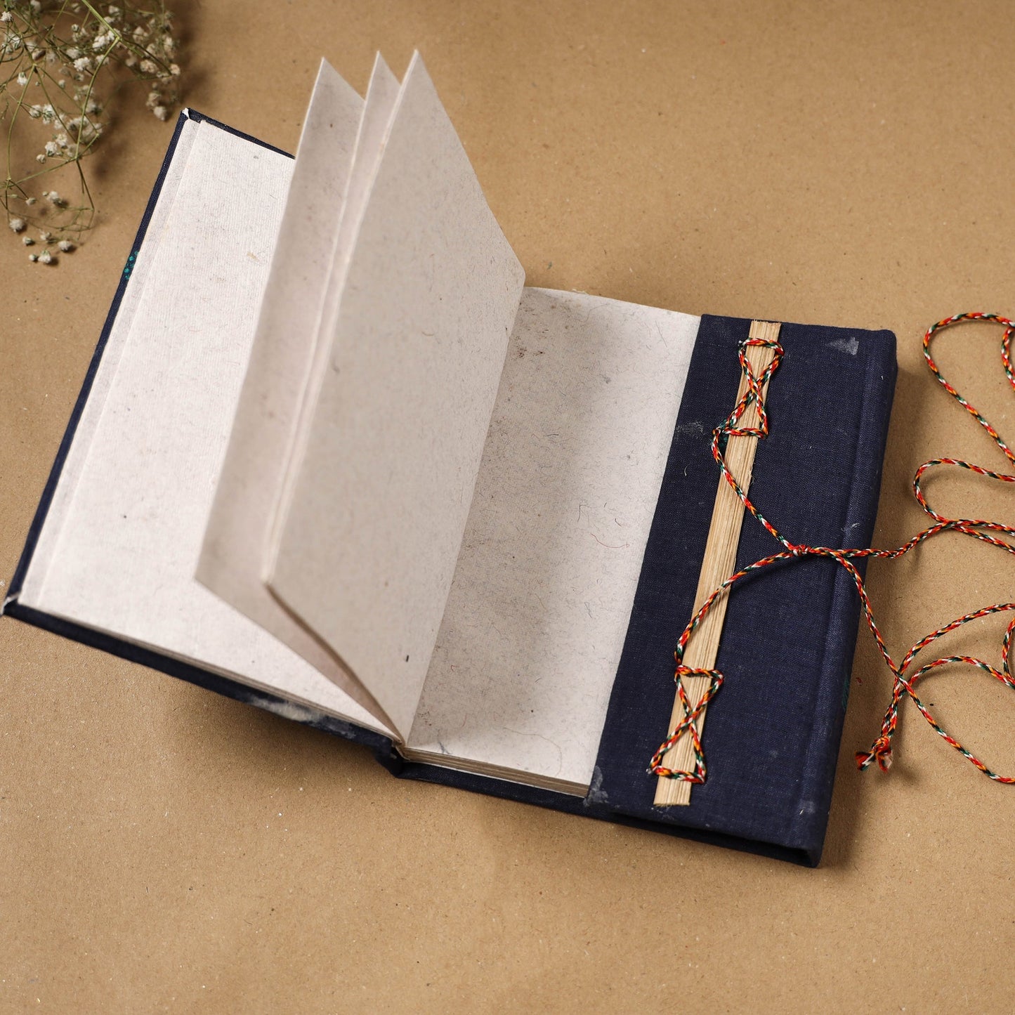 Jacquard fabric cover handmade paper notebook with thread