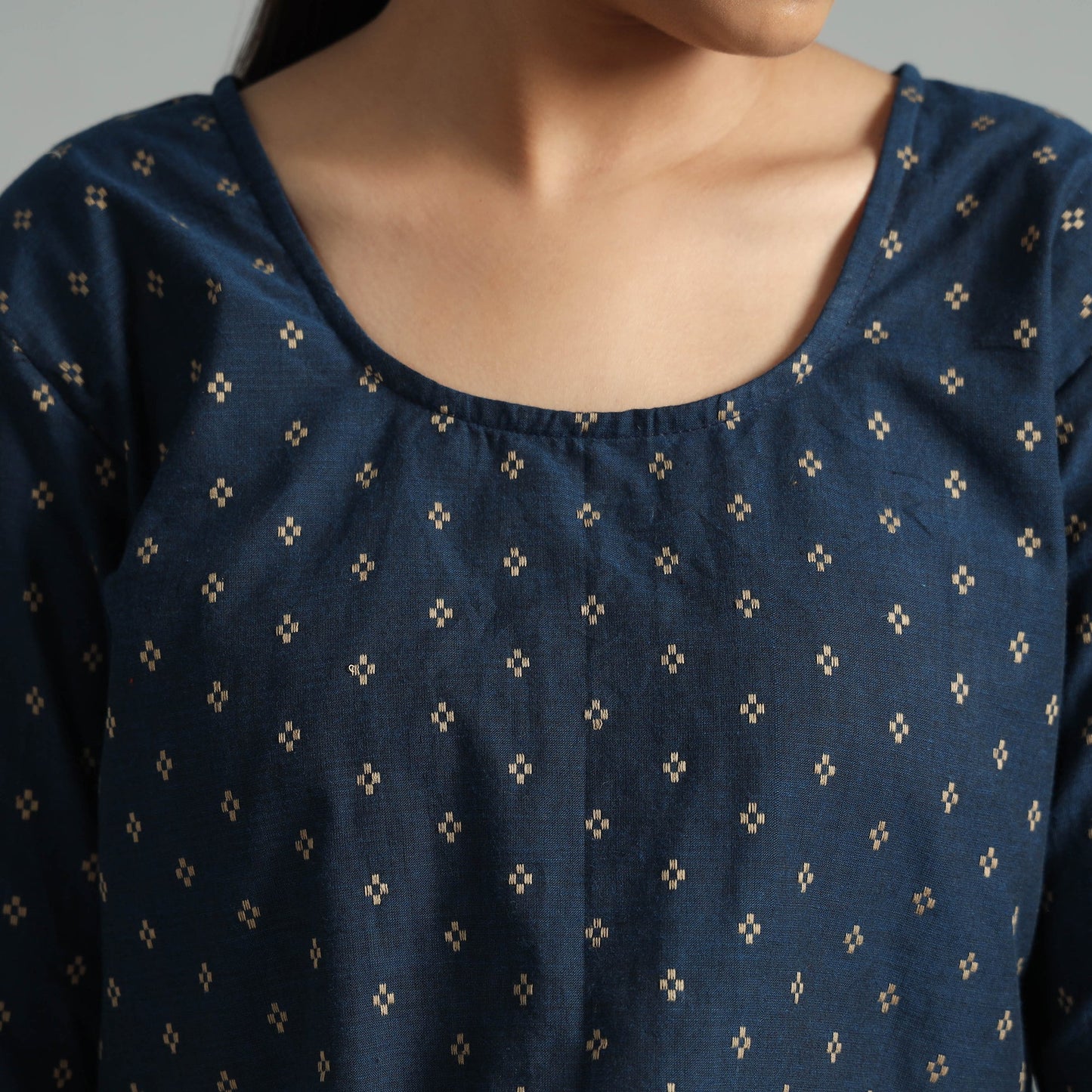 Jacquard Half Sleeve Cotton Crop Top