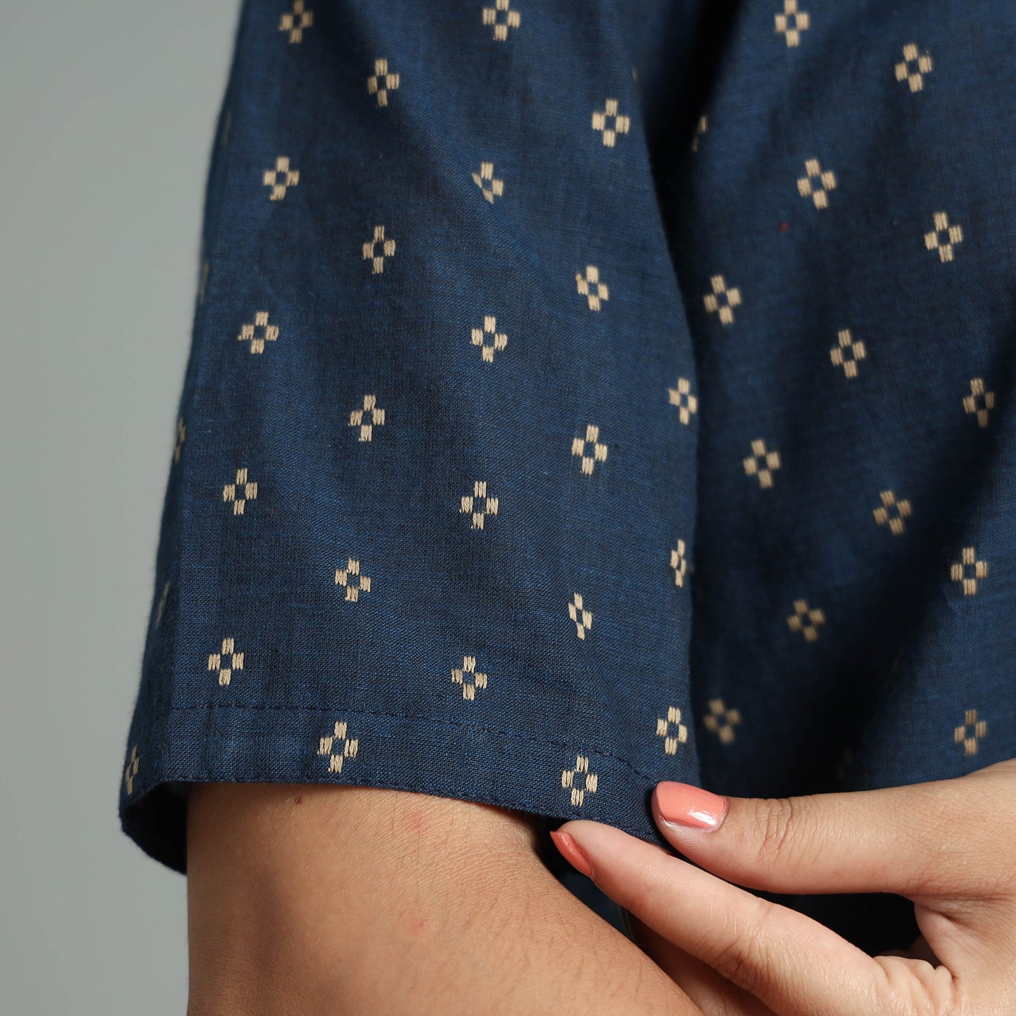 Jacquard Half Sleeve Cotton Crop Top