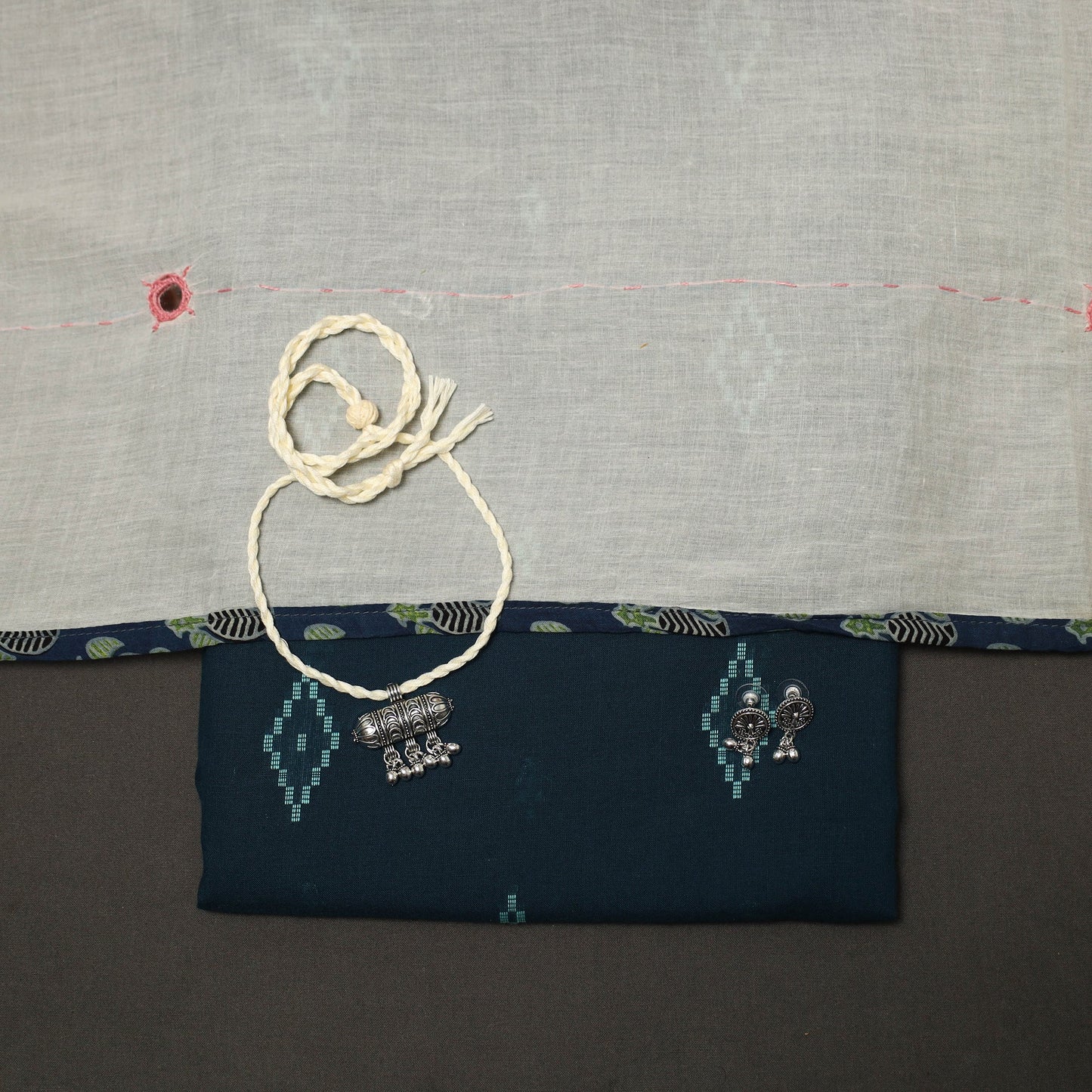Jacquard weave cotton 2pc unstitched dress material