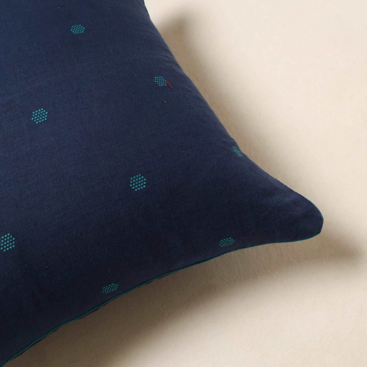 Blue - jacquard weave cotton cushion cover 09 - handcrafted