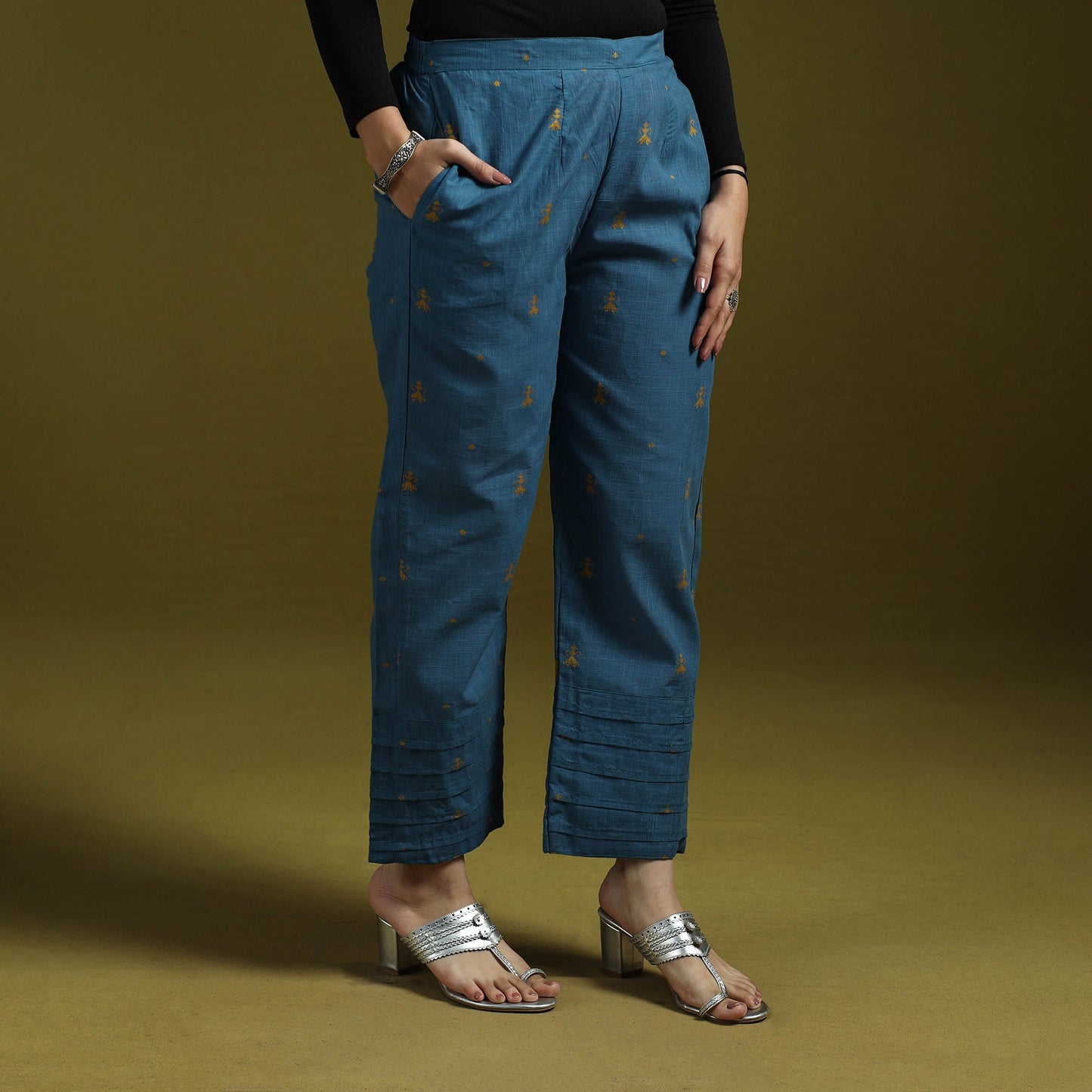 Jacquard weave cotton elasticated pant 19 - handcrafted
