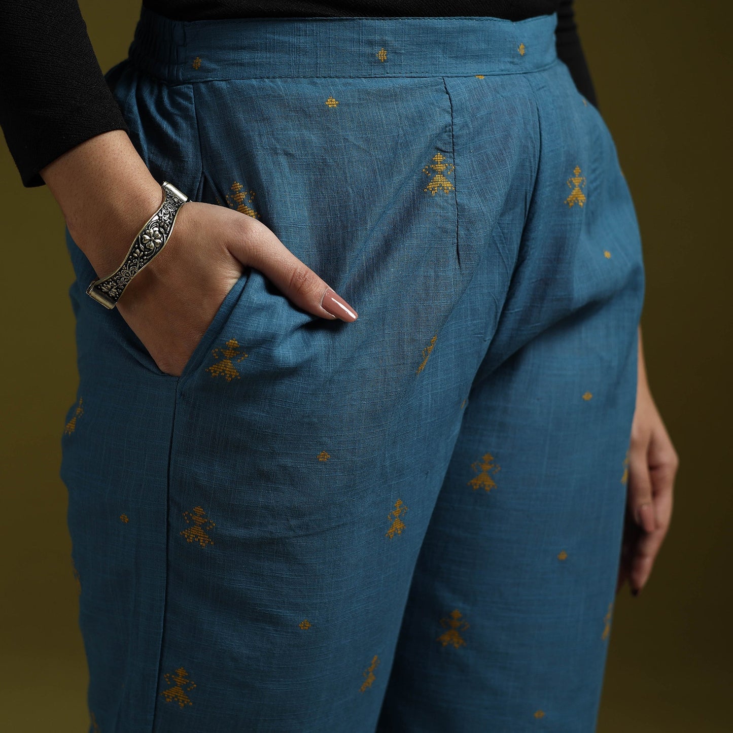 Jacquard weave cotton elasticated pant 19 - handcrafted