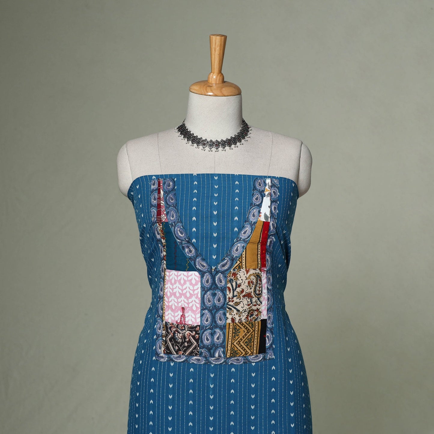 Jacquard weave cotton patchwork unstitched kurta material