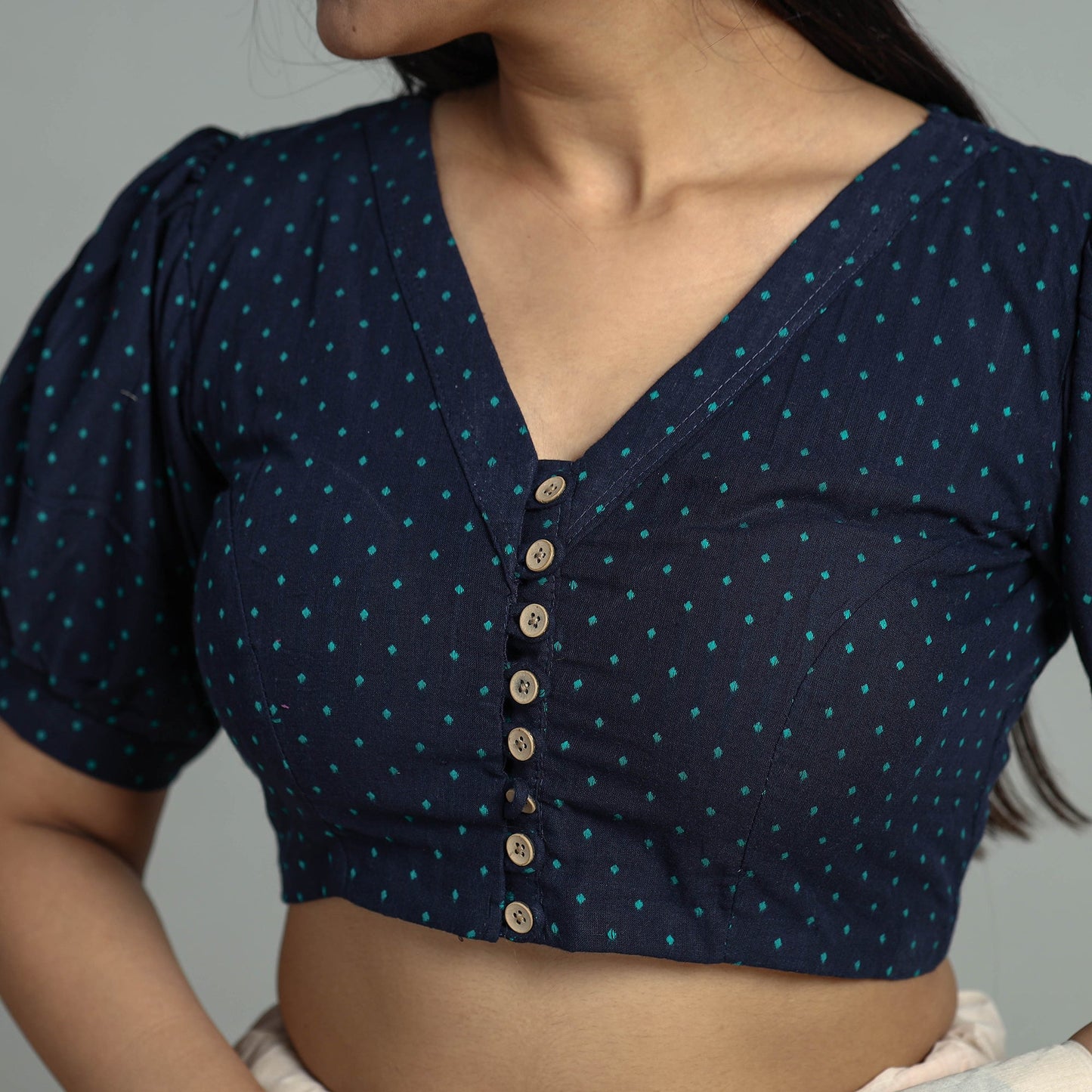 Buy Jacquard Weave Cotton Stitched Blouse