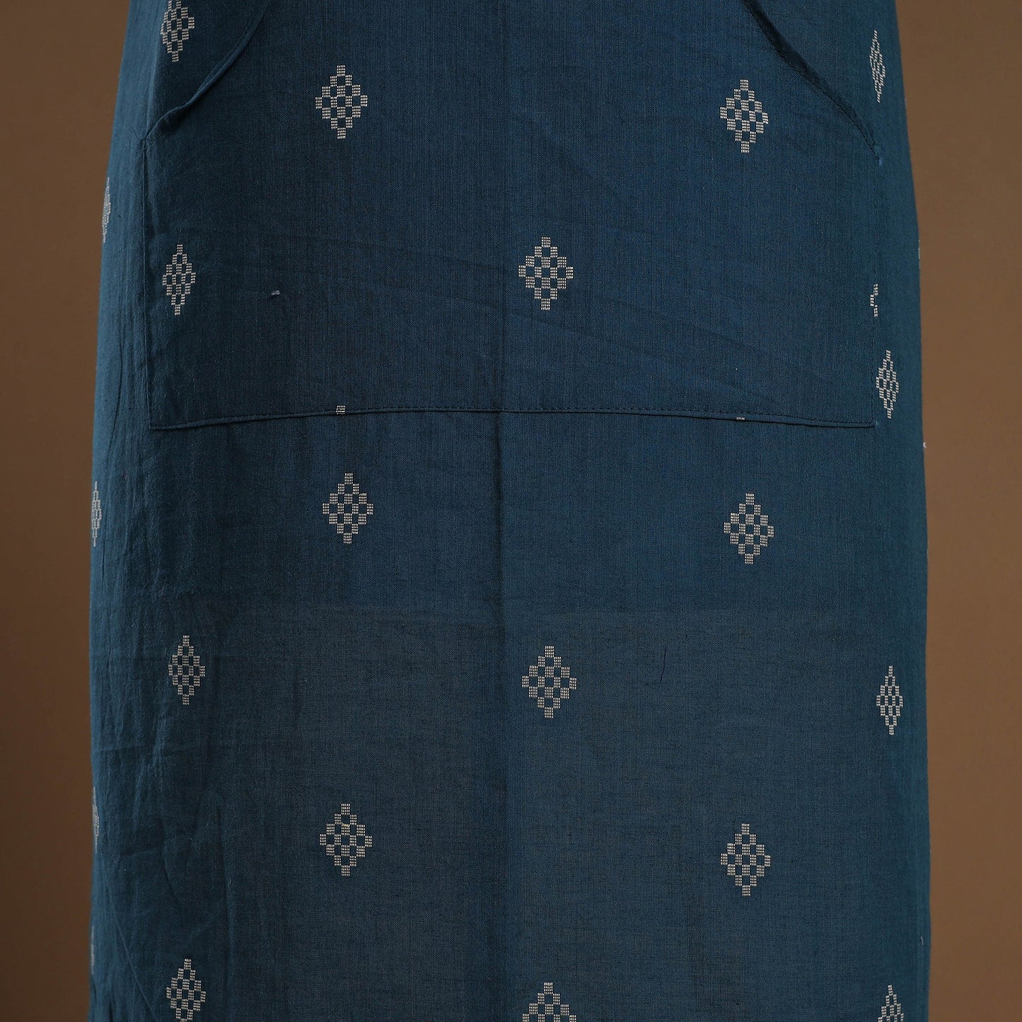 Buy Blue Jacquard Weaving Cotton Apron with Pocket