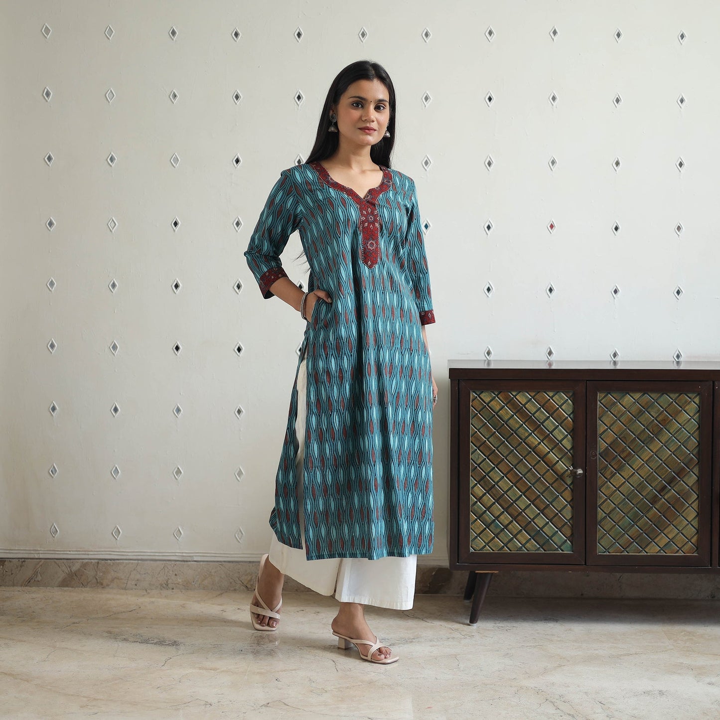 Jahota Block Print Cotton Straight Kurta for Women