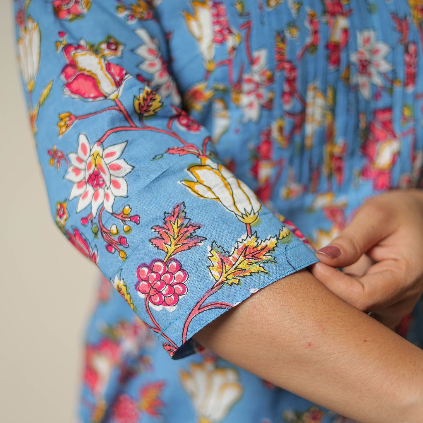 Jaipur Printed Cotton Pintuck Short Kurta