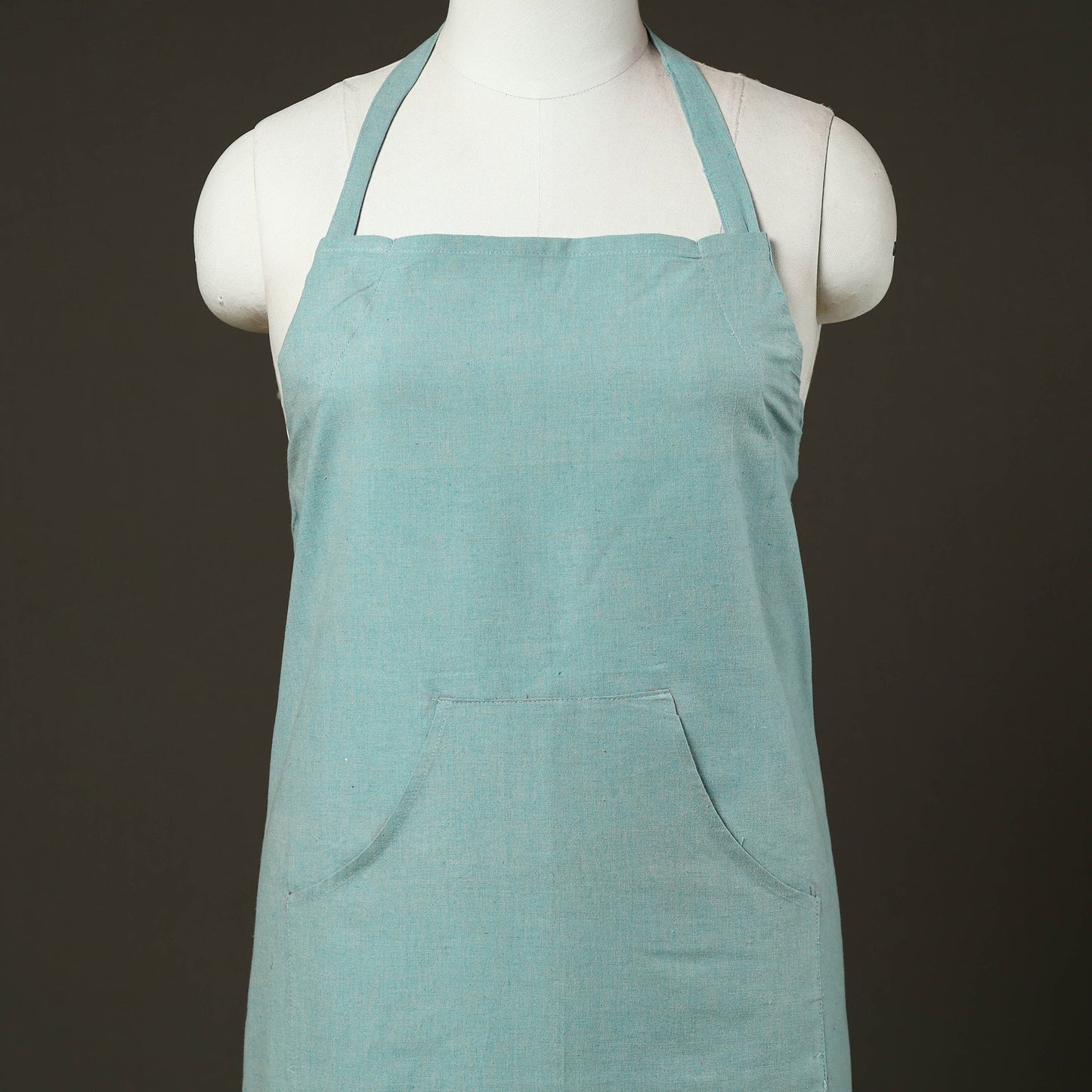 Blue - jhiri handloom cotton apron with pocket 37