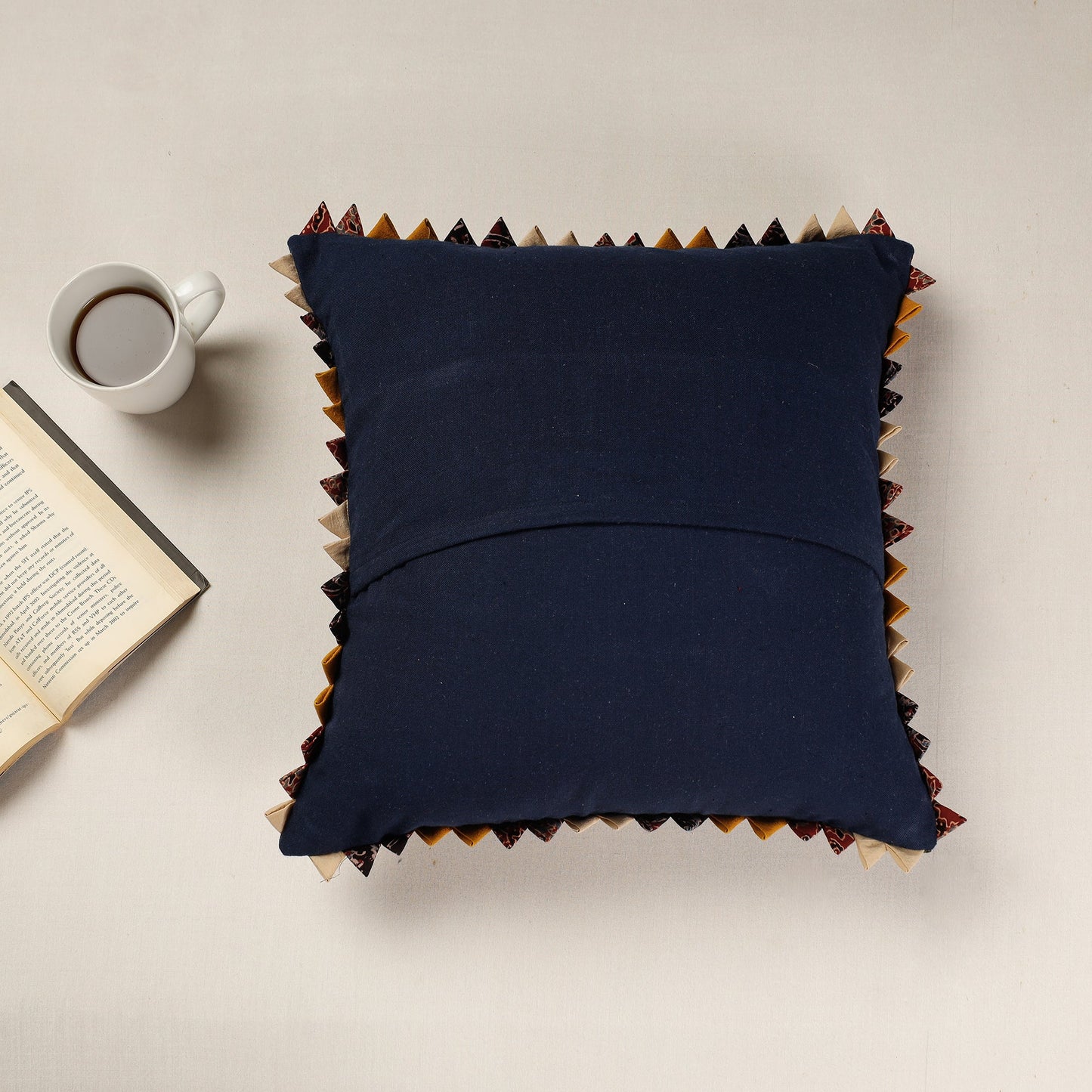 Kala Raksha Applique Cutwork Cotton Cushion Cover