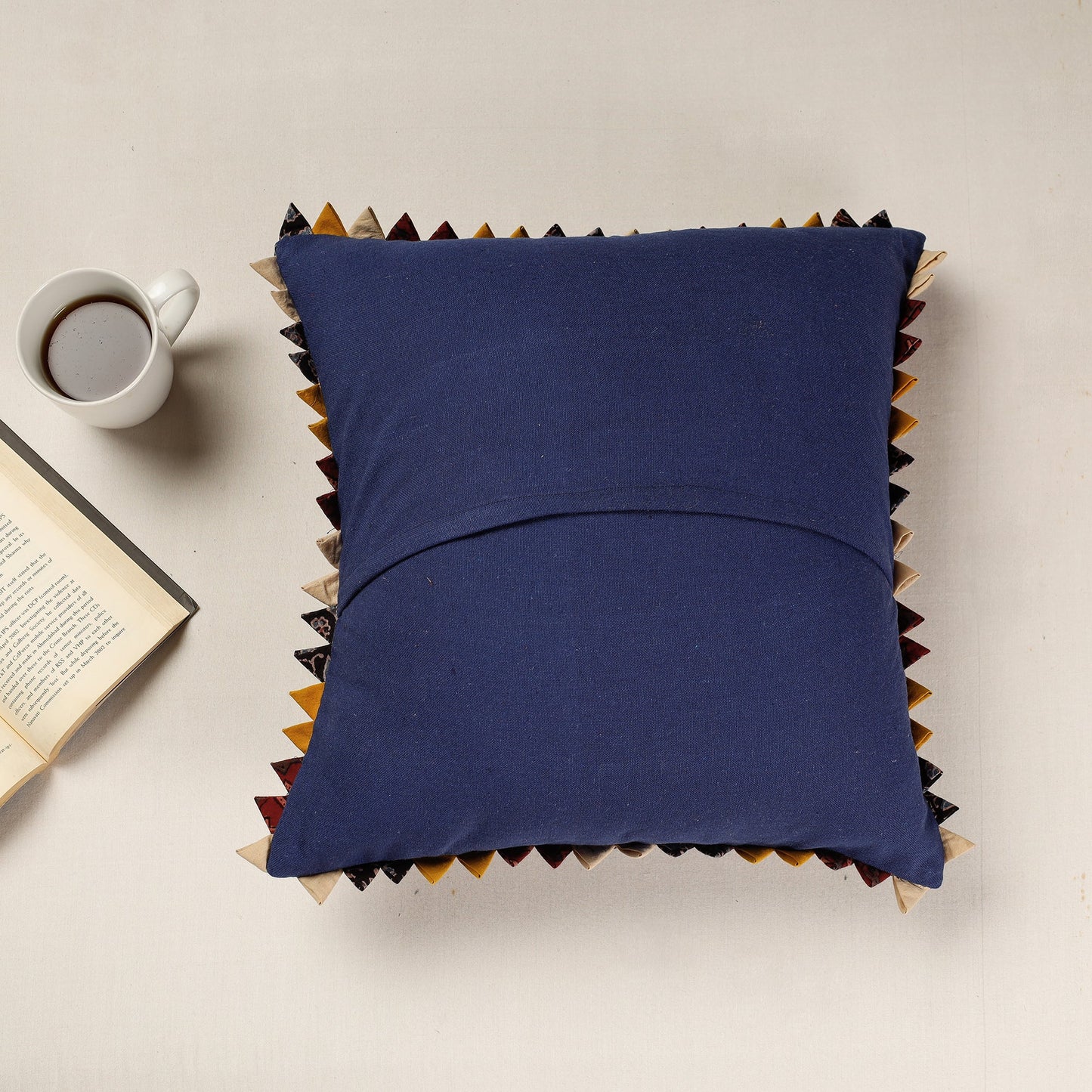Kala Raksha Applique Cutwork Cotton Cushion Cover