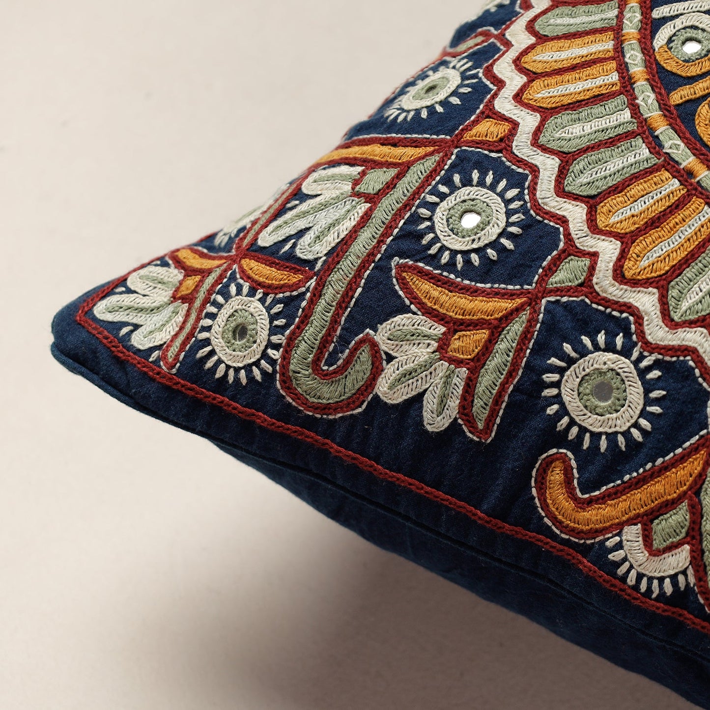 Kala Raksha Pakko Hand Embroidery Cotton Cushion Cover