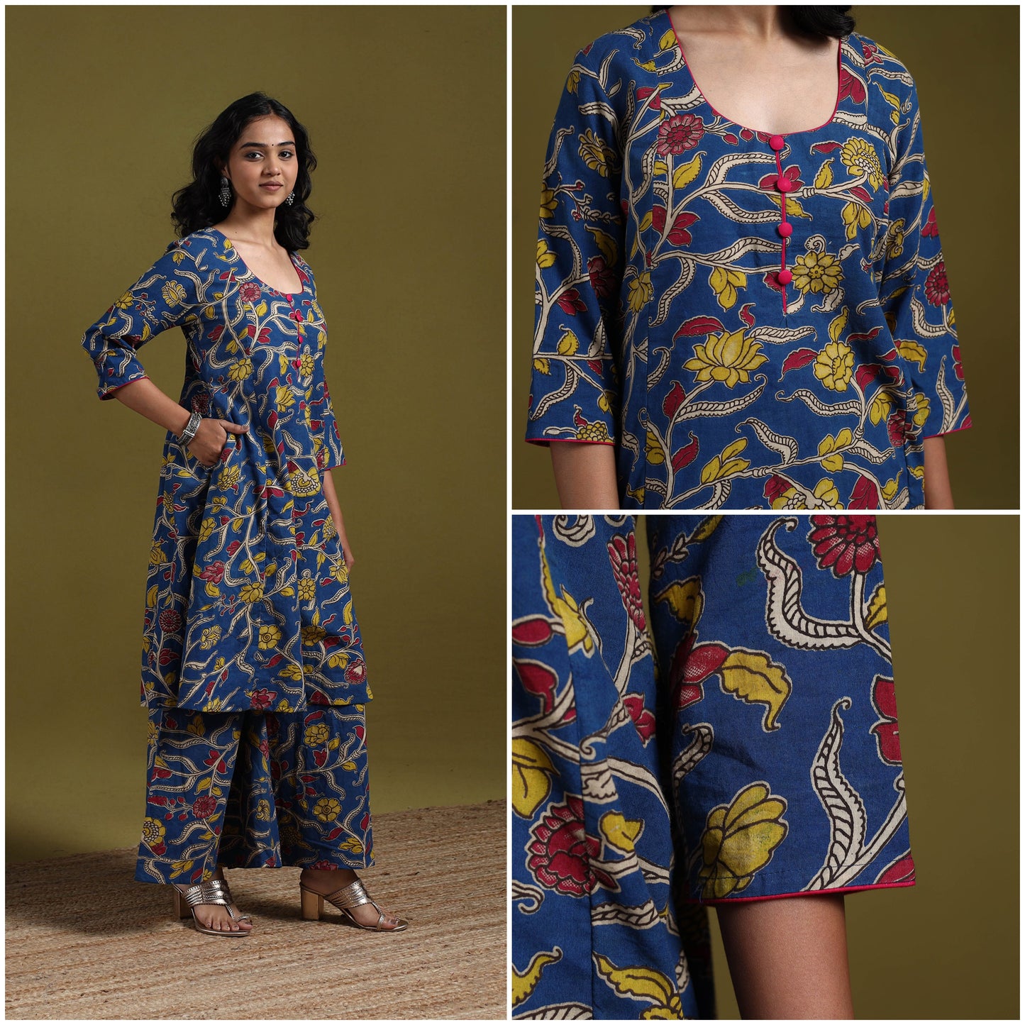Kalamkari printed cotton 2pc kurta set for women 05