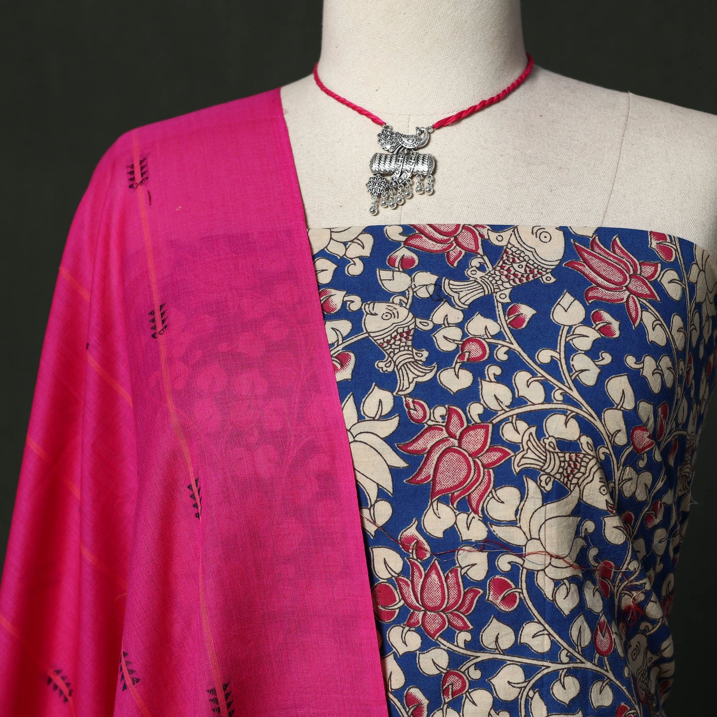 Kalamkari printed cotton 2pc unstitched dress material