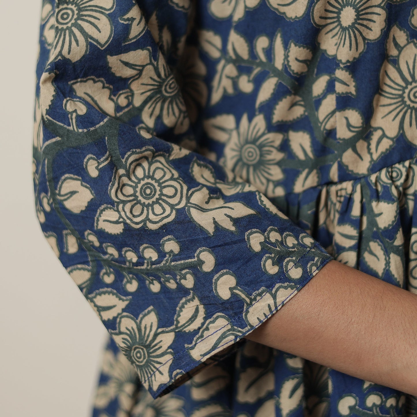 Kalamkari Printed Cotton Flared Kurta For Women