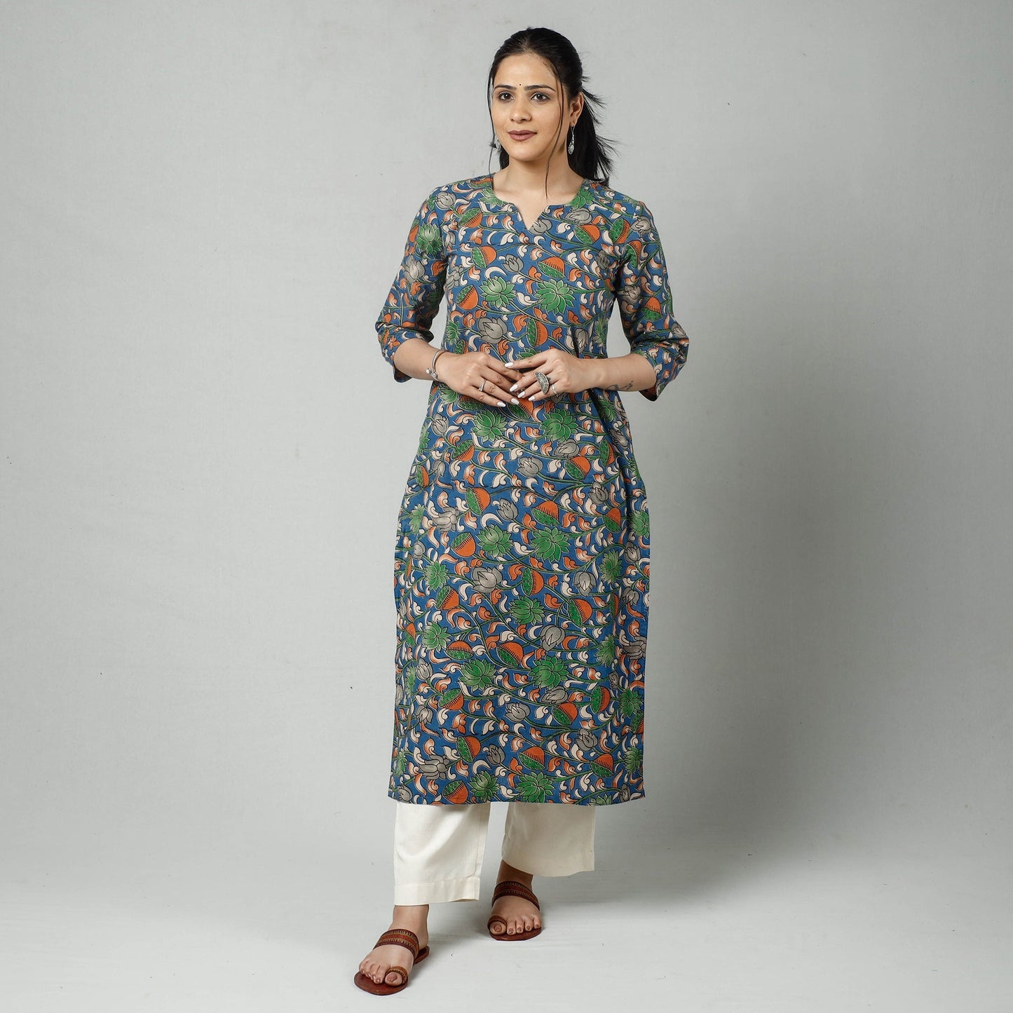 Kalamkari printed cotton kurta - handcrafted