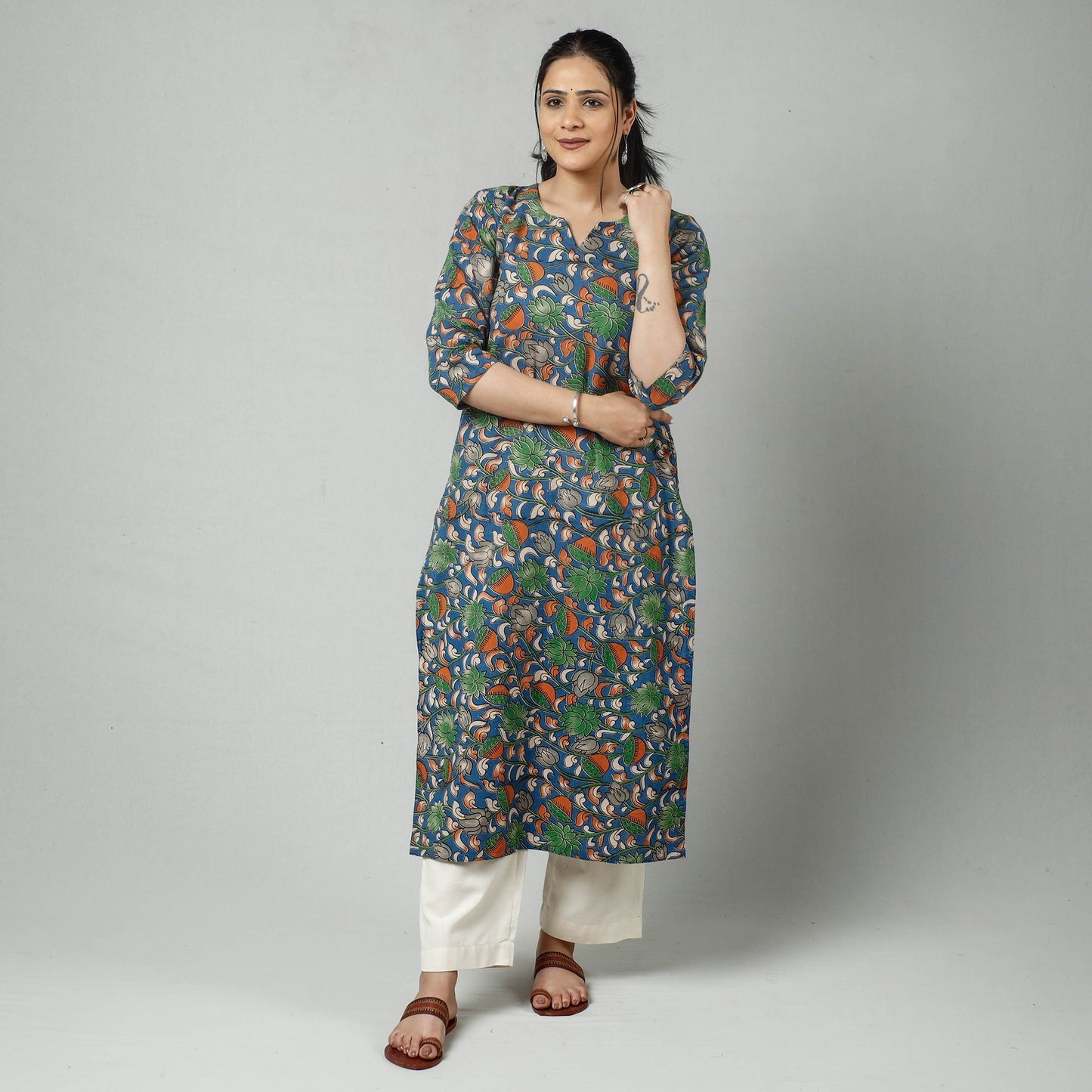 Kalamkari printed cotton kurta - handcrafted