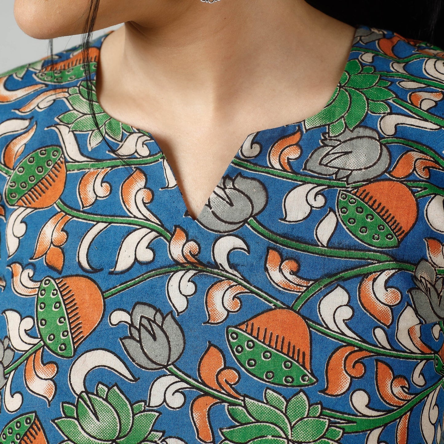 Kalamkari printed cotton kurta - handcrafted