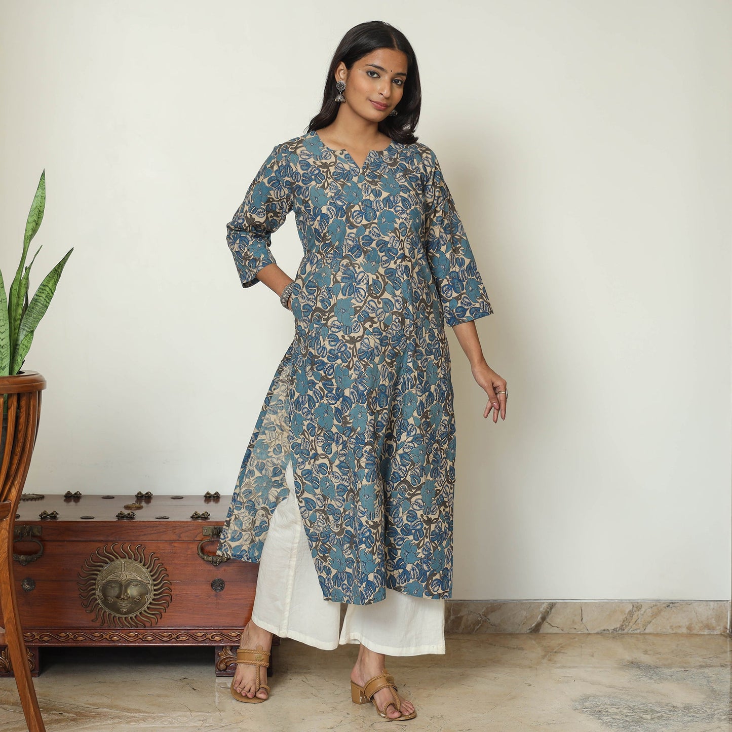 Kalamkari Printed Cotton Kurta For Women