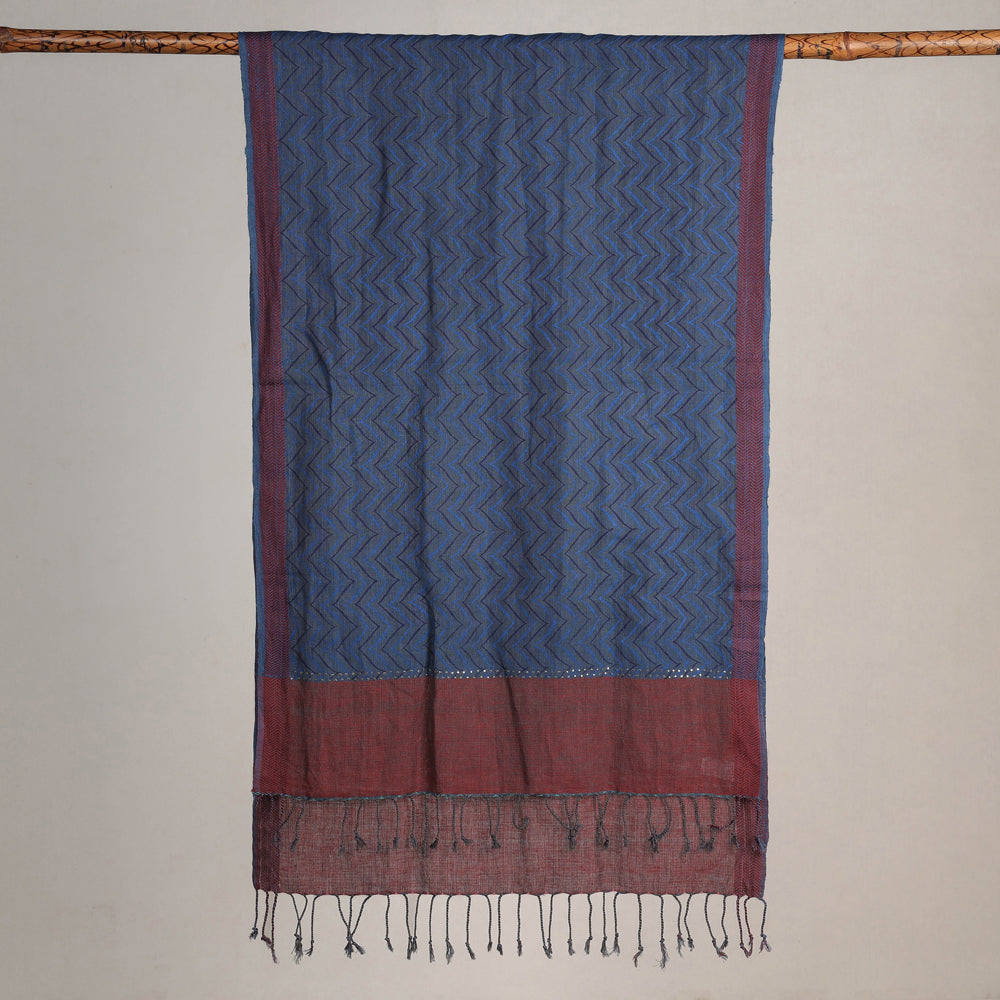 Triangle Karomi Jamdani Handwoven Silk Stole from Bengal