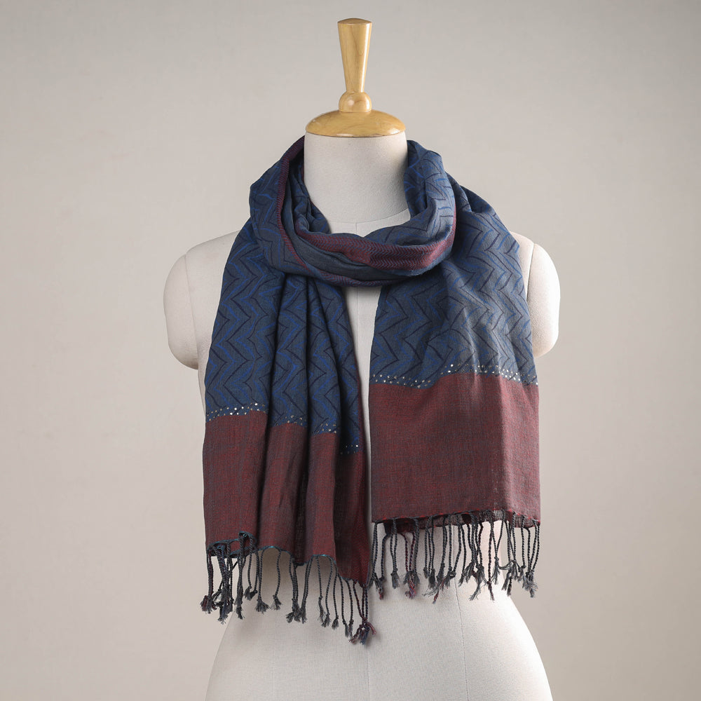 Triangle Karomi Jamdani Handwoven Silk Stole from Bengal