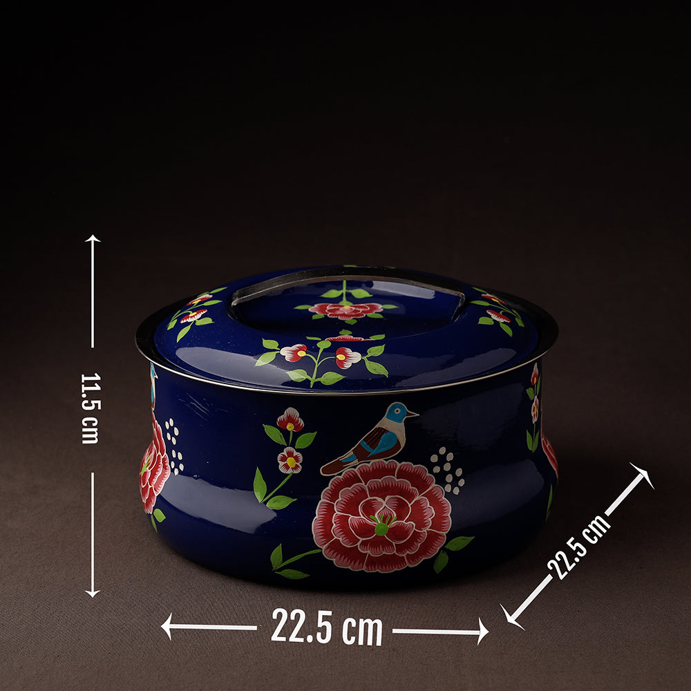 Floral Handpainted Enamelware Stainless Steel Casserole